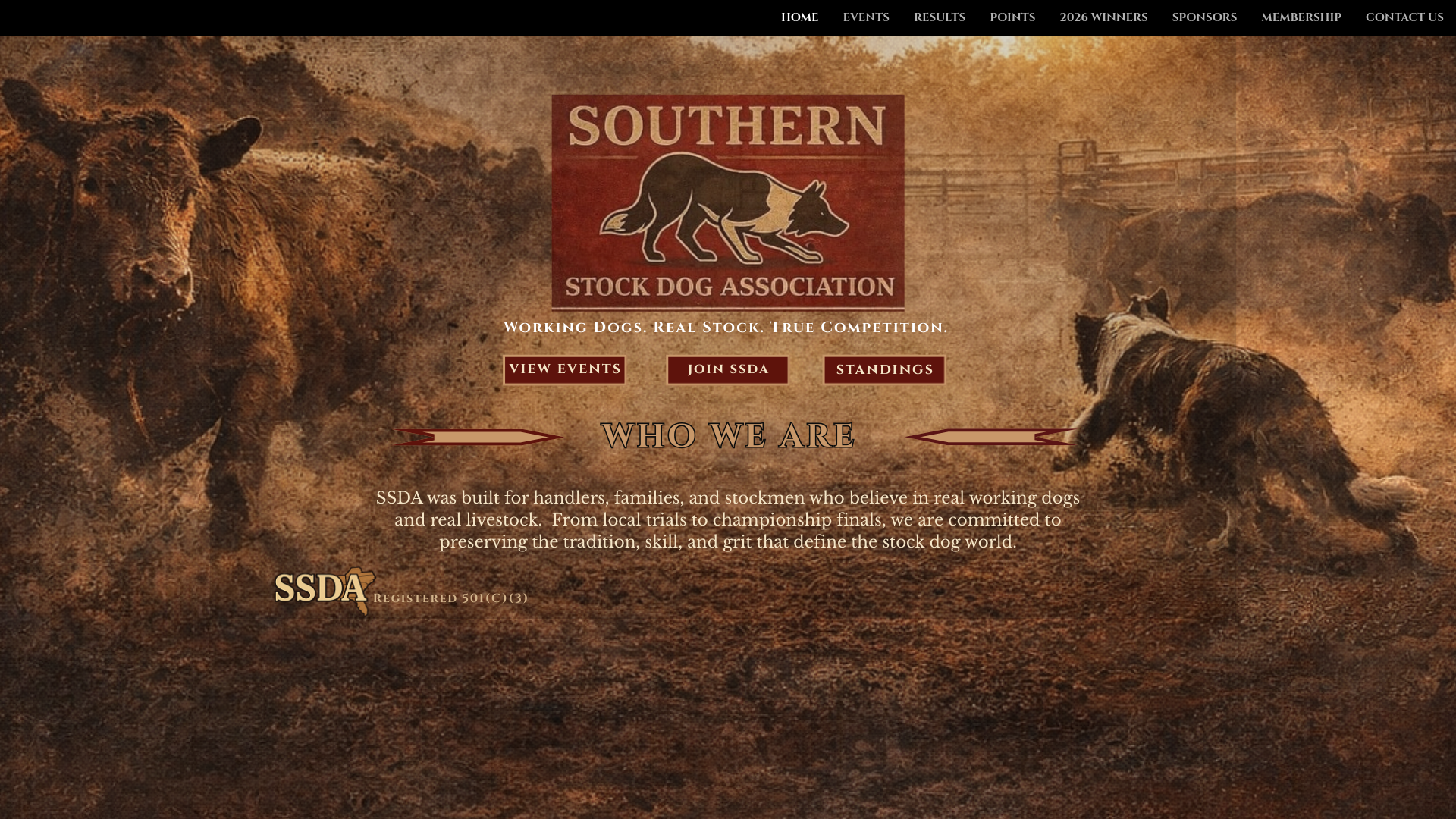 website screenshot of https://southernstockdog.com