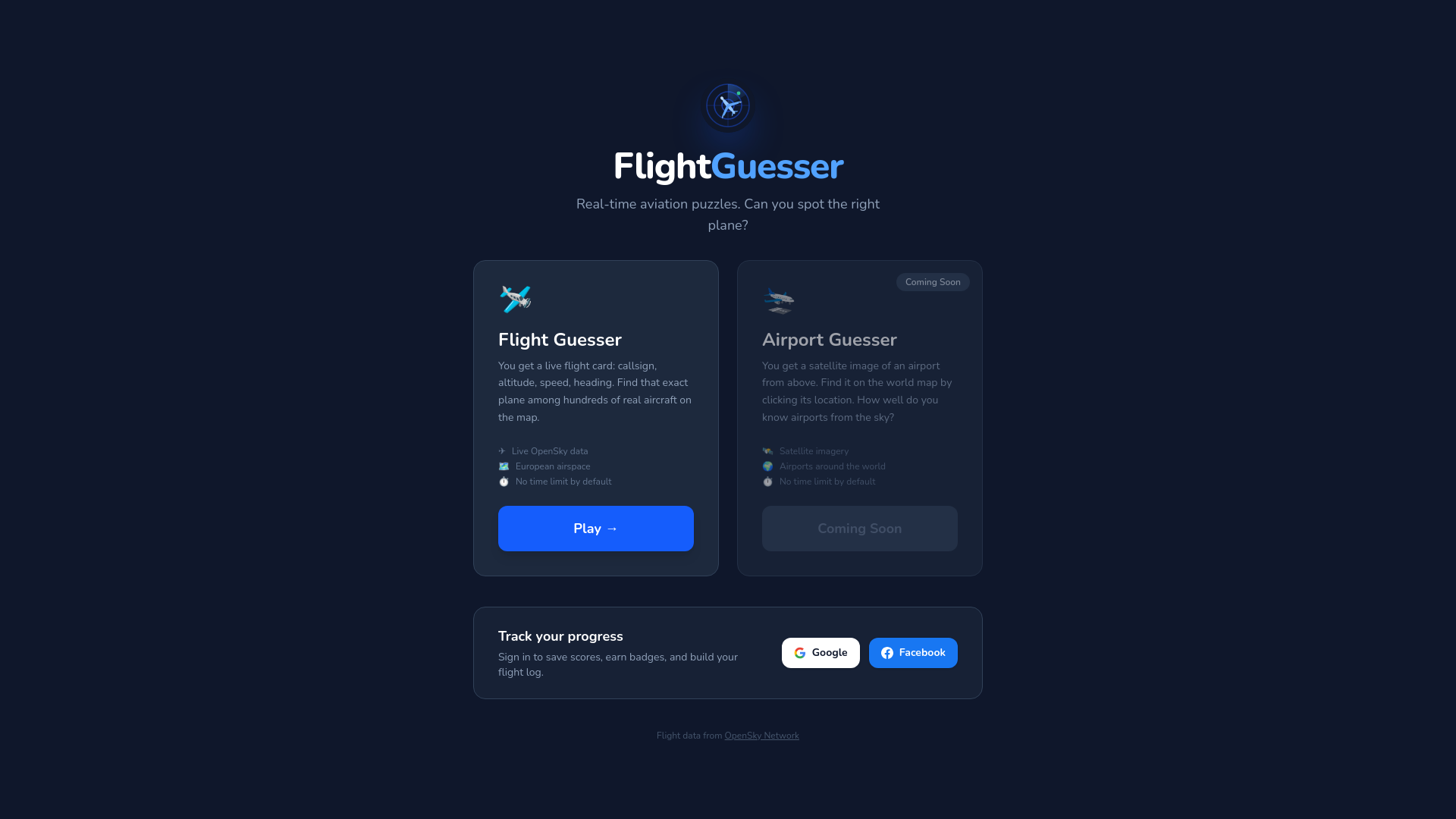 website screenshot of https://flightguesser24.com/