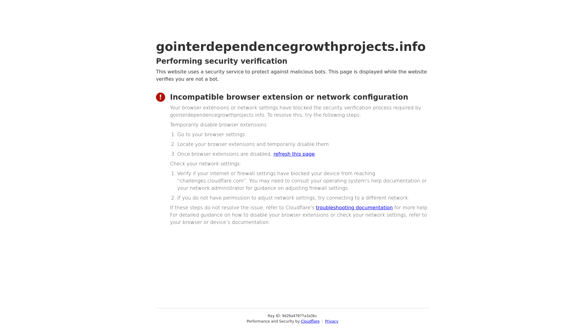 website screenshot of https://gointerdependencegrowthprojects.info/