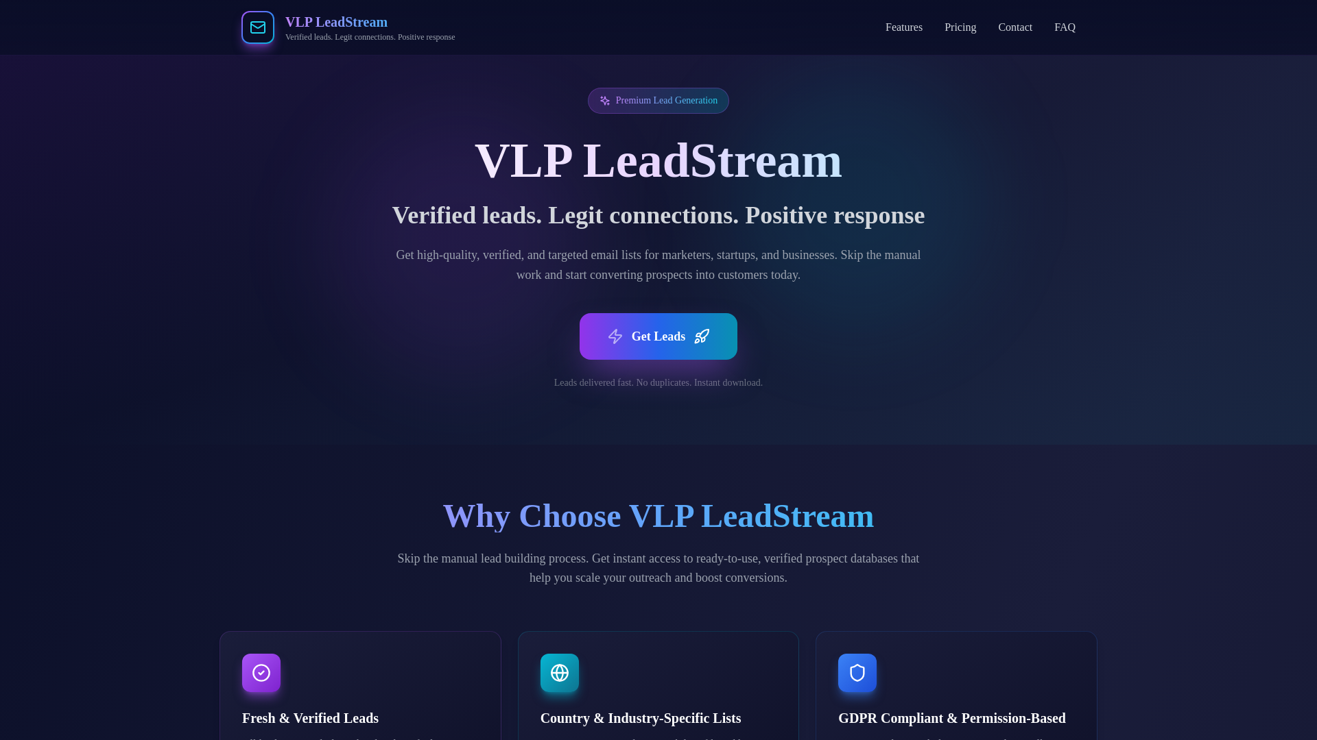 website screenshot of https://vlpleadstream.online