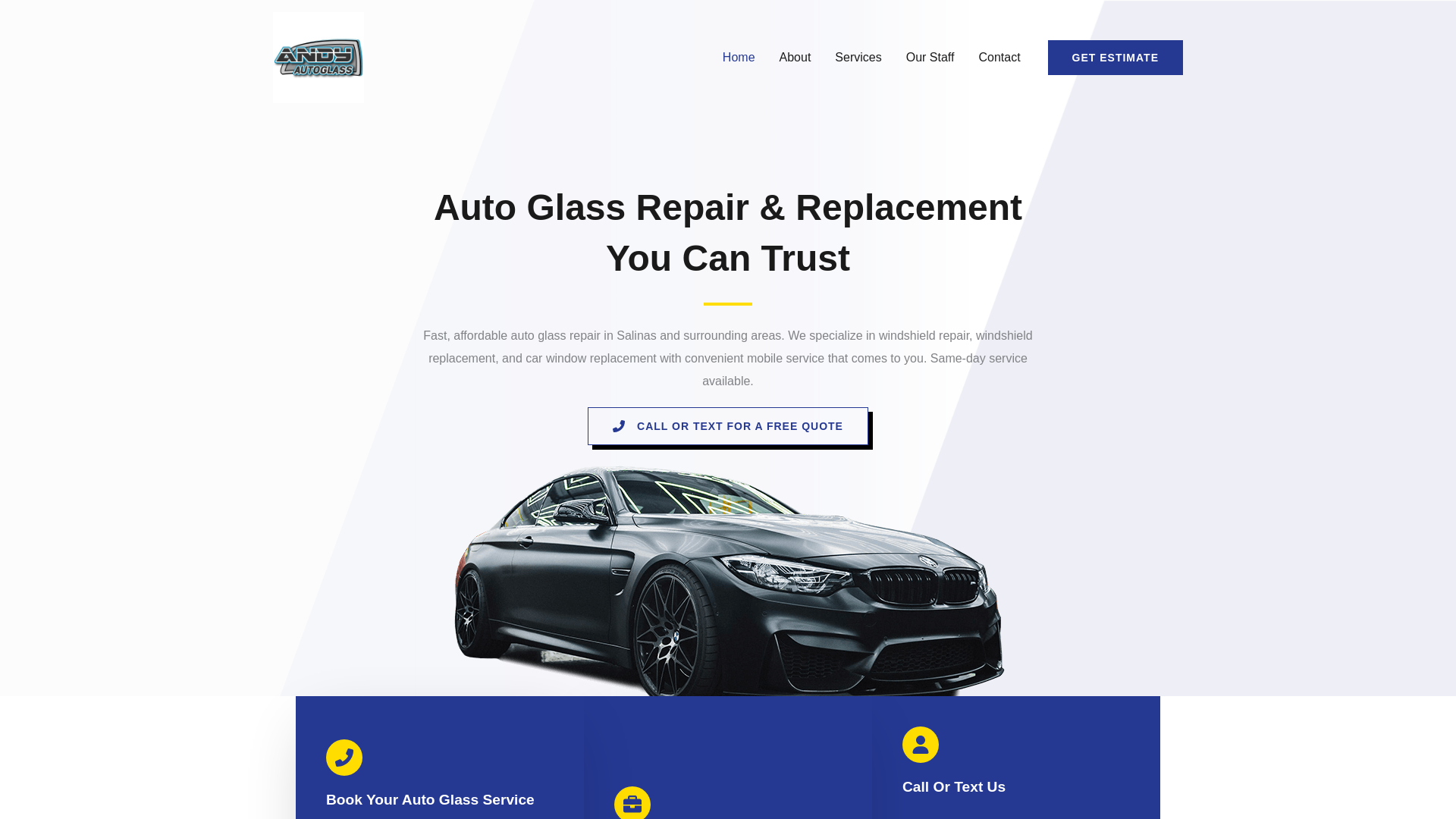 website screenshot of https://andyautoglassmobile.com/