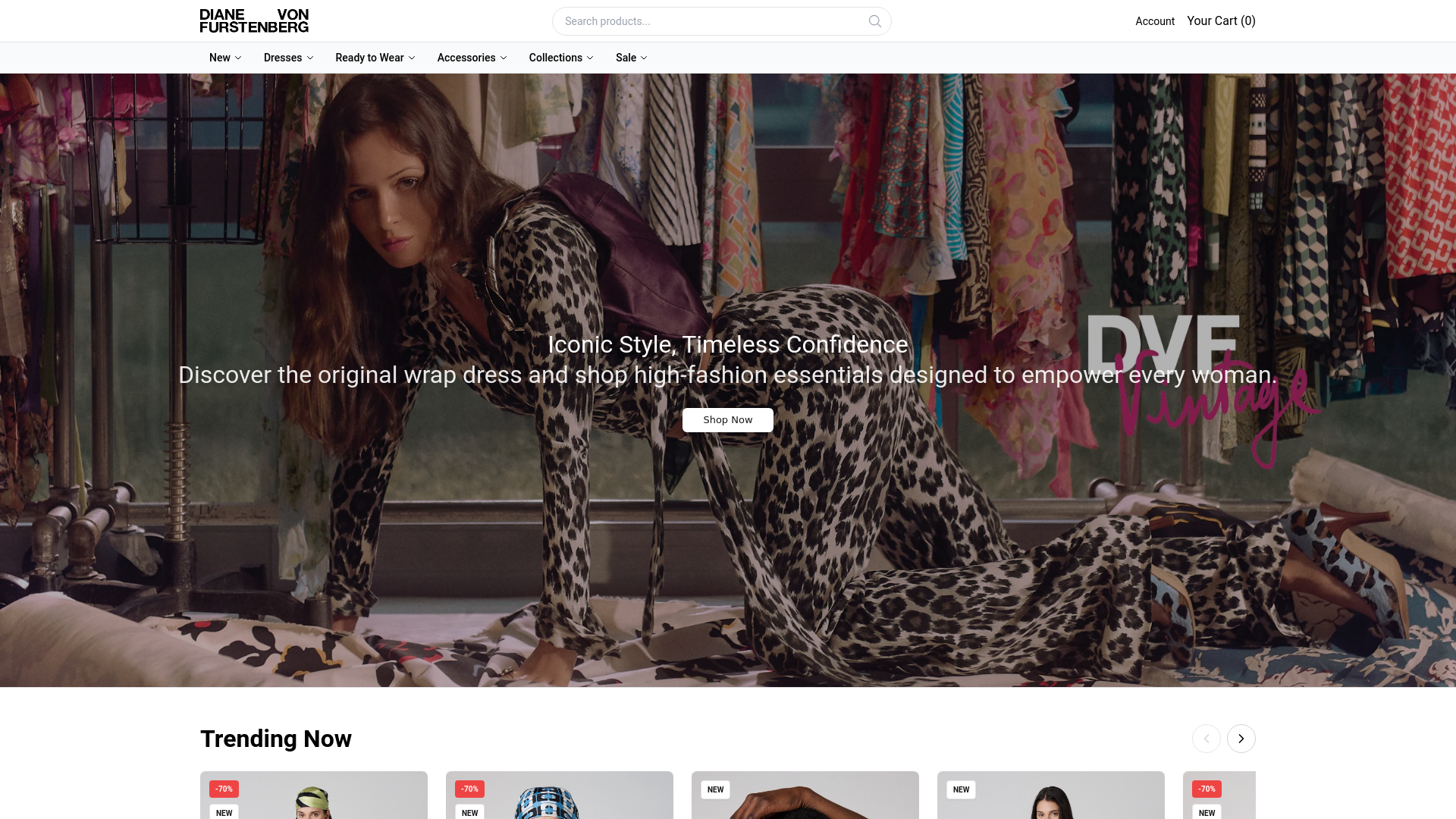 website screenshot of https://dianevonfurstenbergofficial.shop/