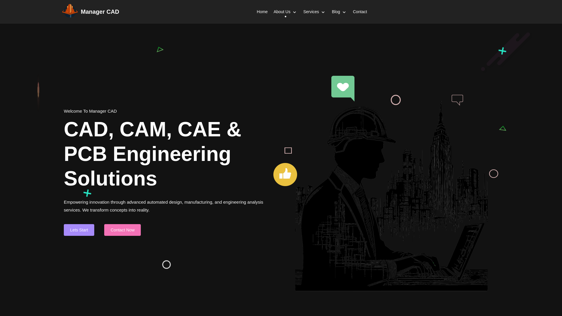 website screenshot of https://cad-manage.co/