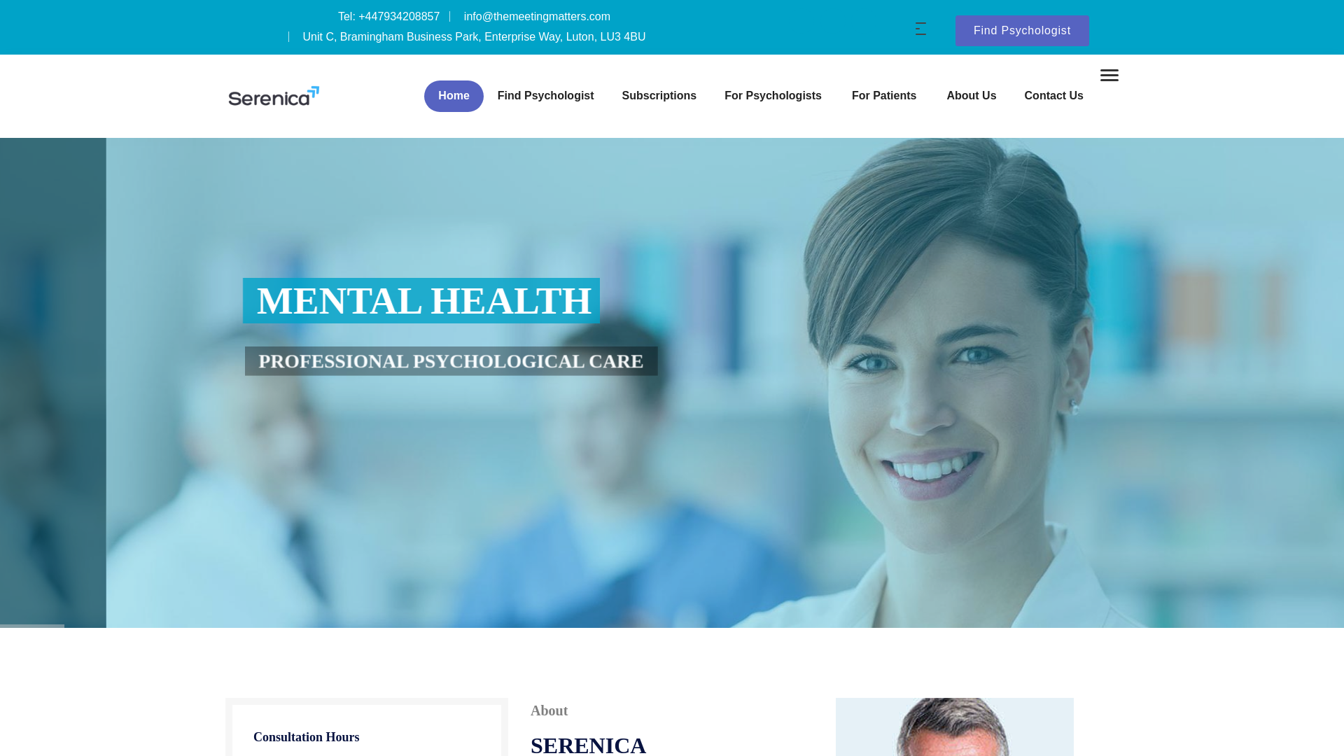 website screenshot of https://serenicaclinic.com/
