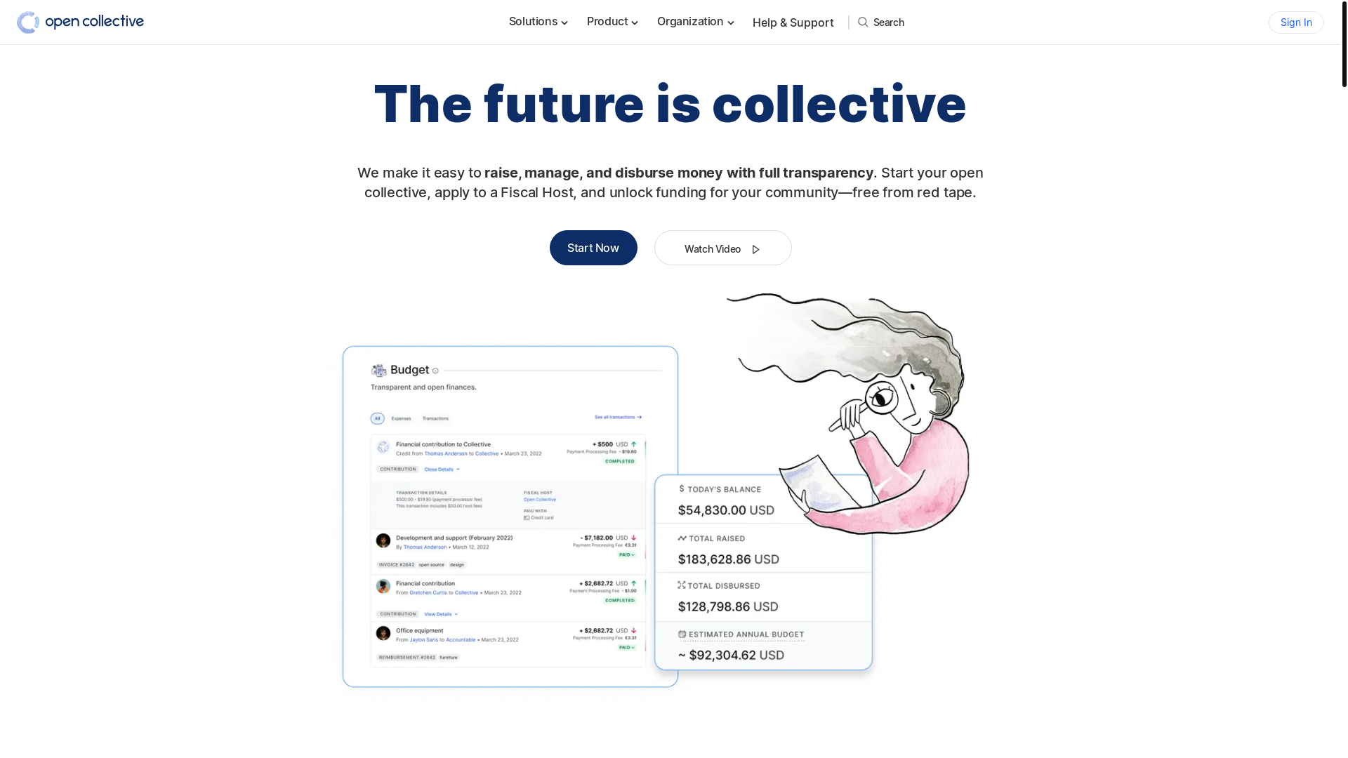 website screenshot of https://opencollective.com
