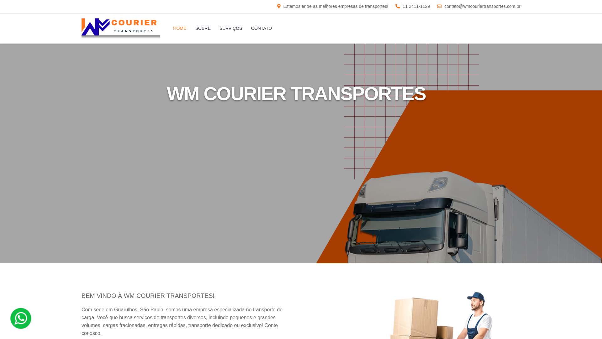 website screenshot of https://wmcouriertransportes.com.br