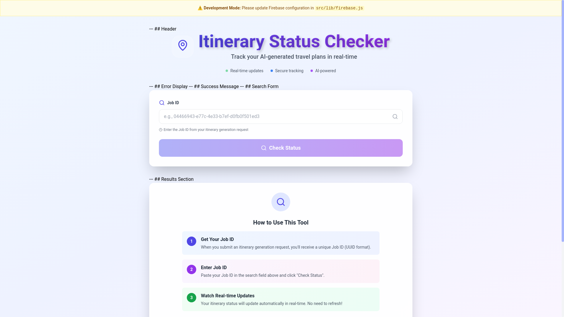 website screenshot of https://itinerary-status-checker.pages.dev/