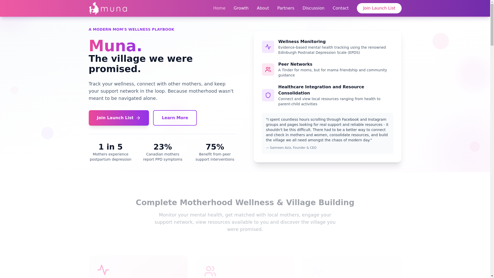 website screenshot of https://muna-app.io/