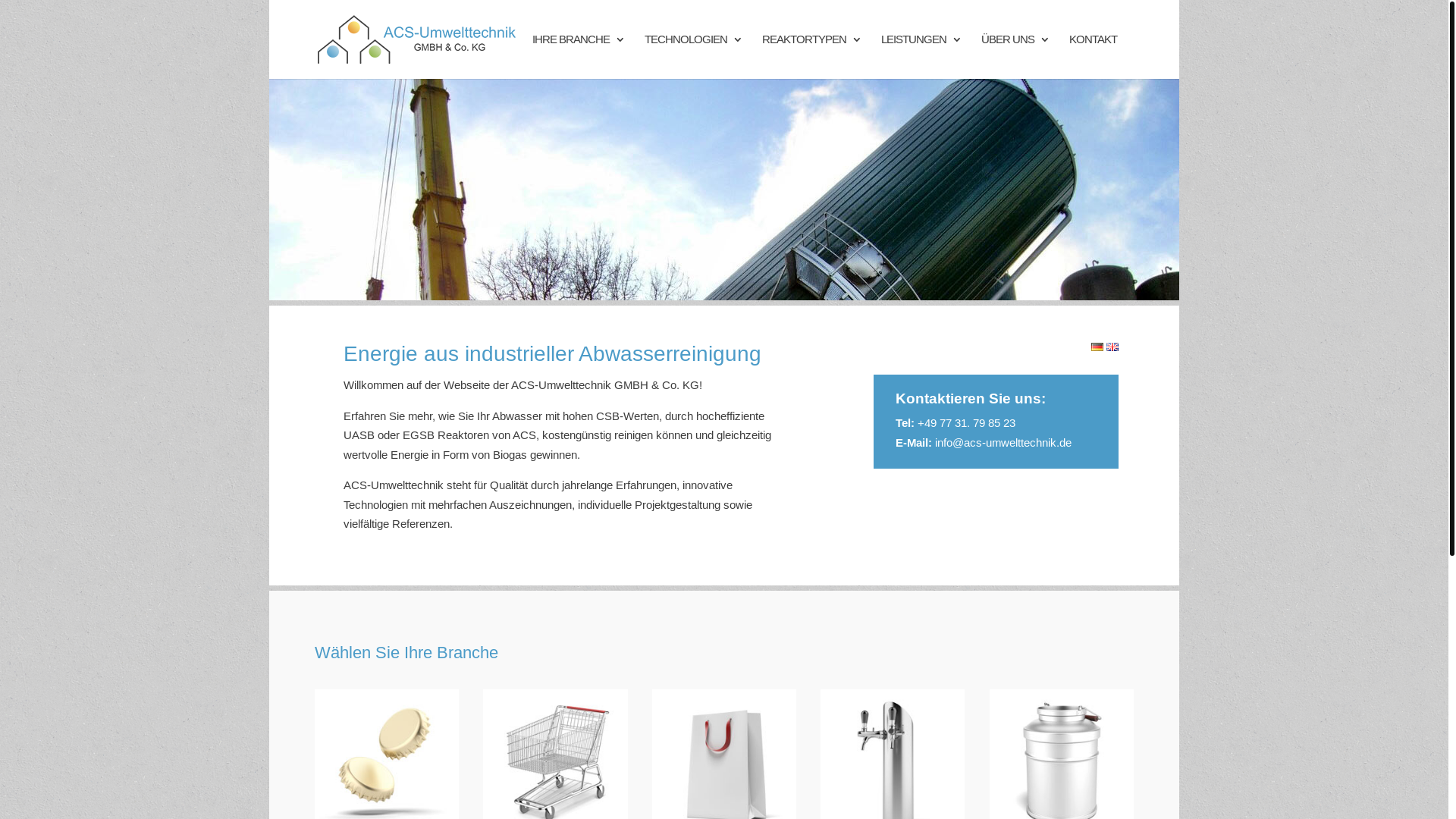 website screenshot of https://acsumwelttechnik.de/