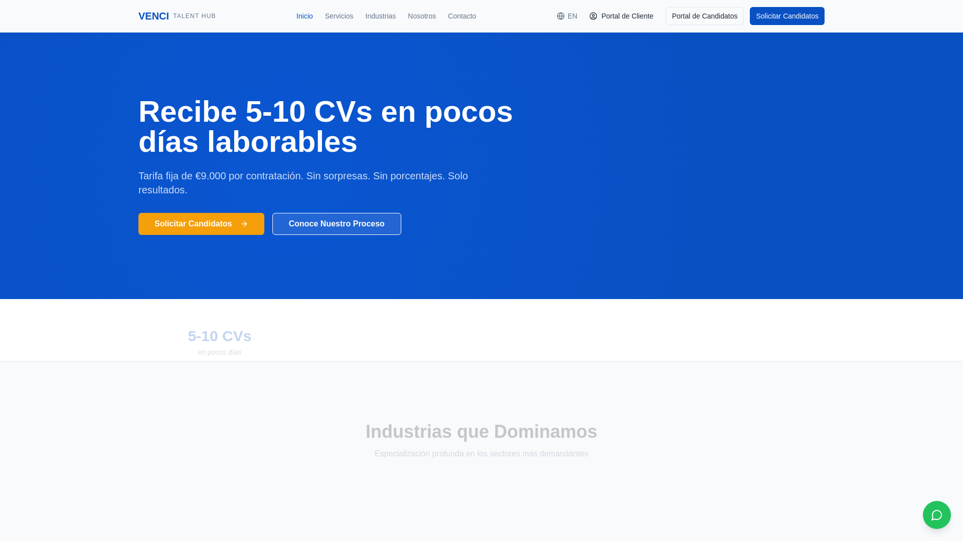 website screenshot of https://venci-talenthub.es