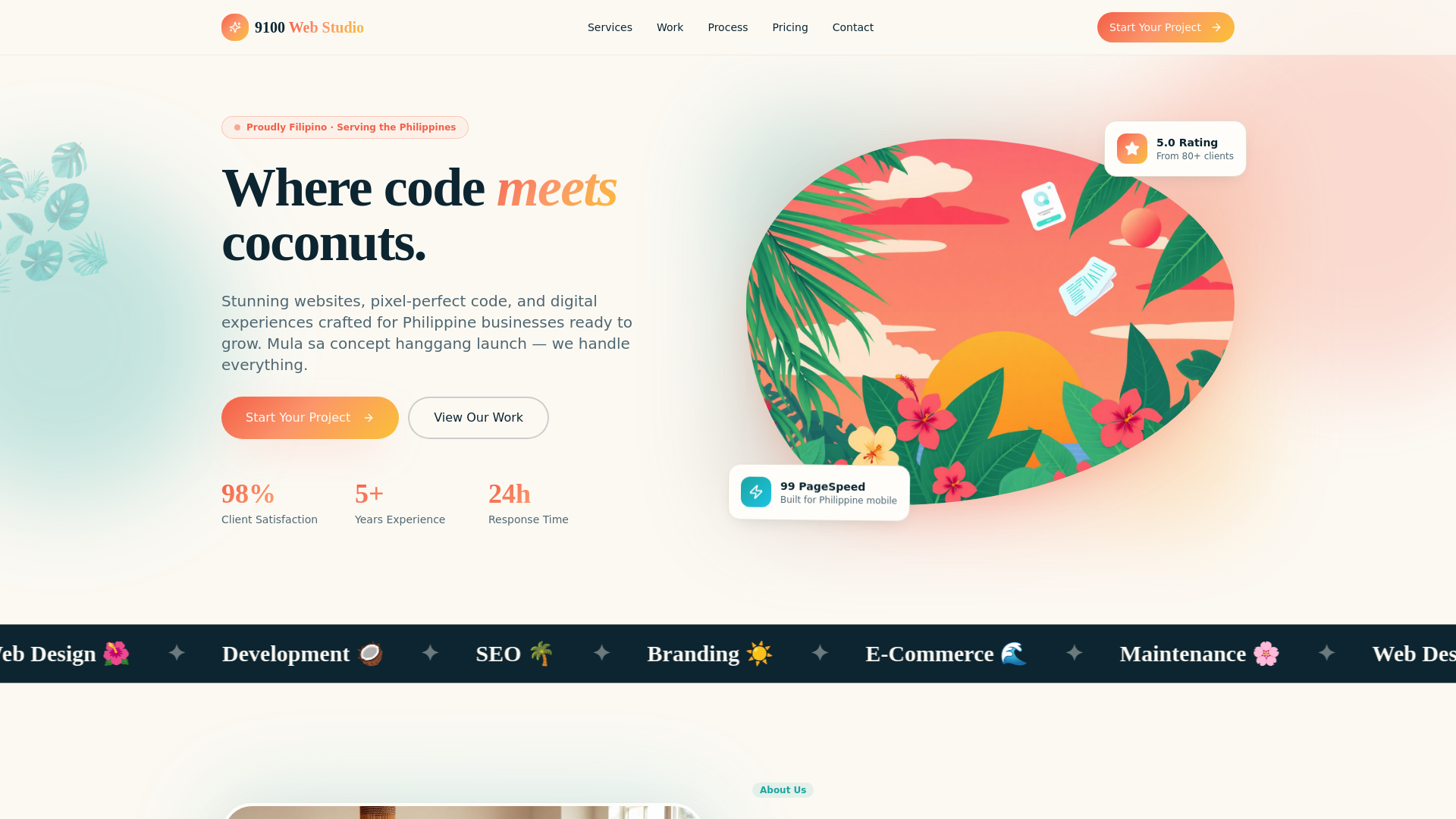 website screenshot of https://9100webstudio.ph/