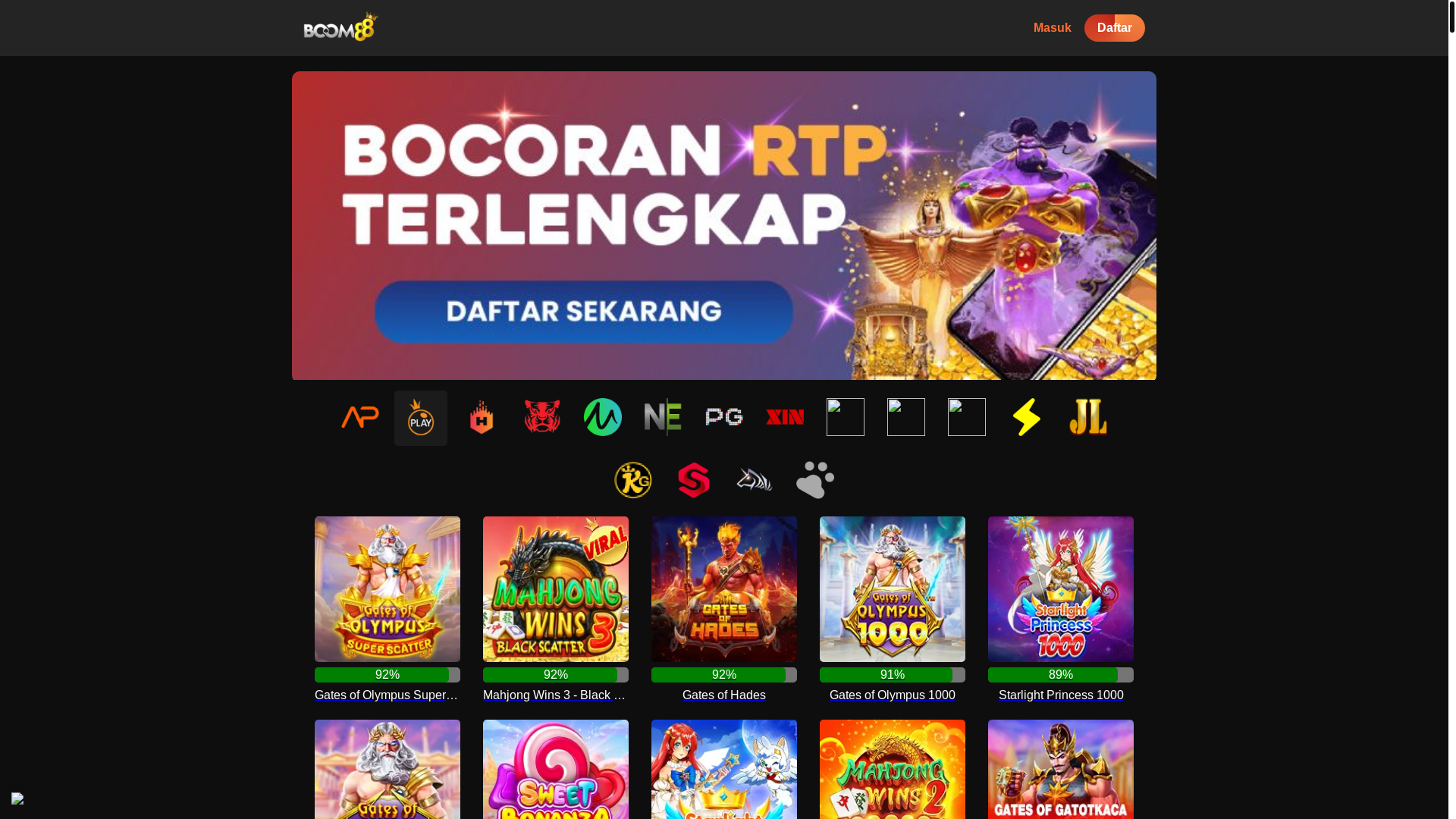 website screenshot of https://rtpboom88e.pics/