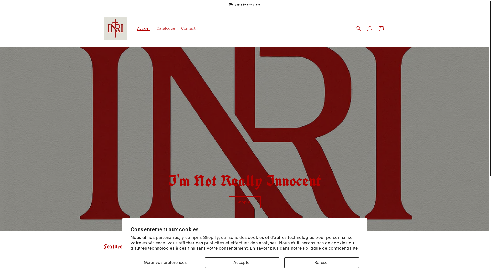 website screenshot of https://inri-clothing.com/