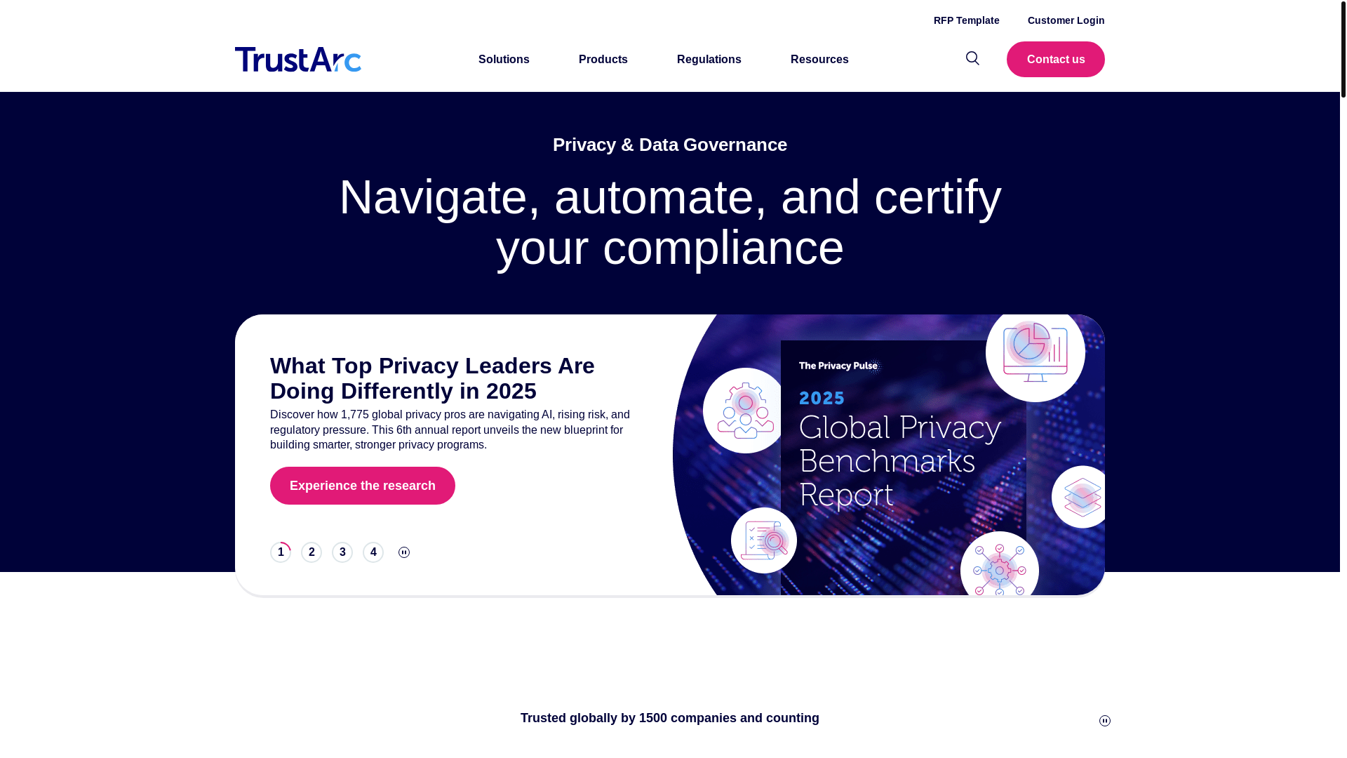 website screenshot of https://trustarc.com