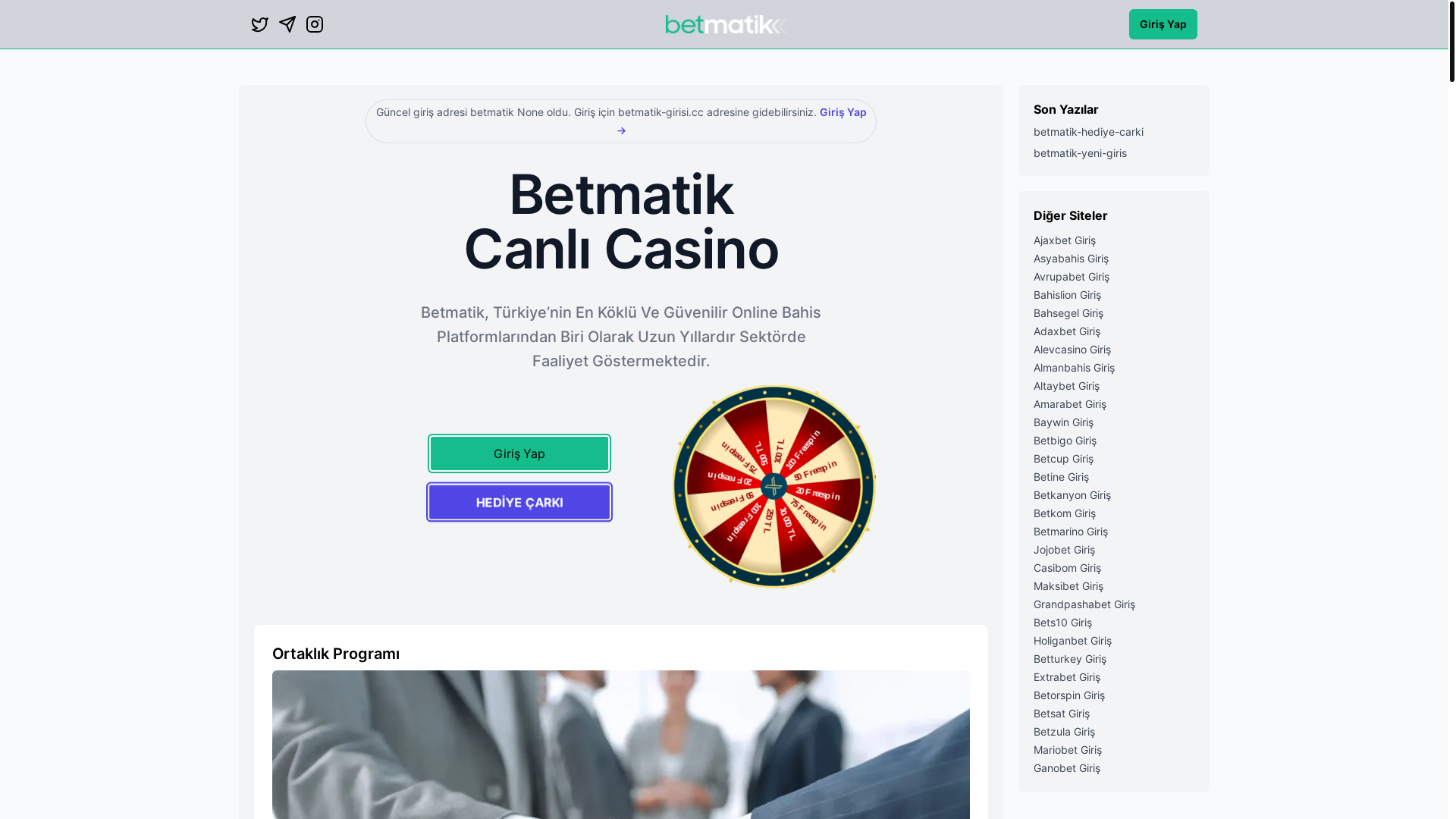 website screenshot of https://betmatikguncelgiris.blog/