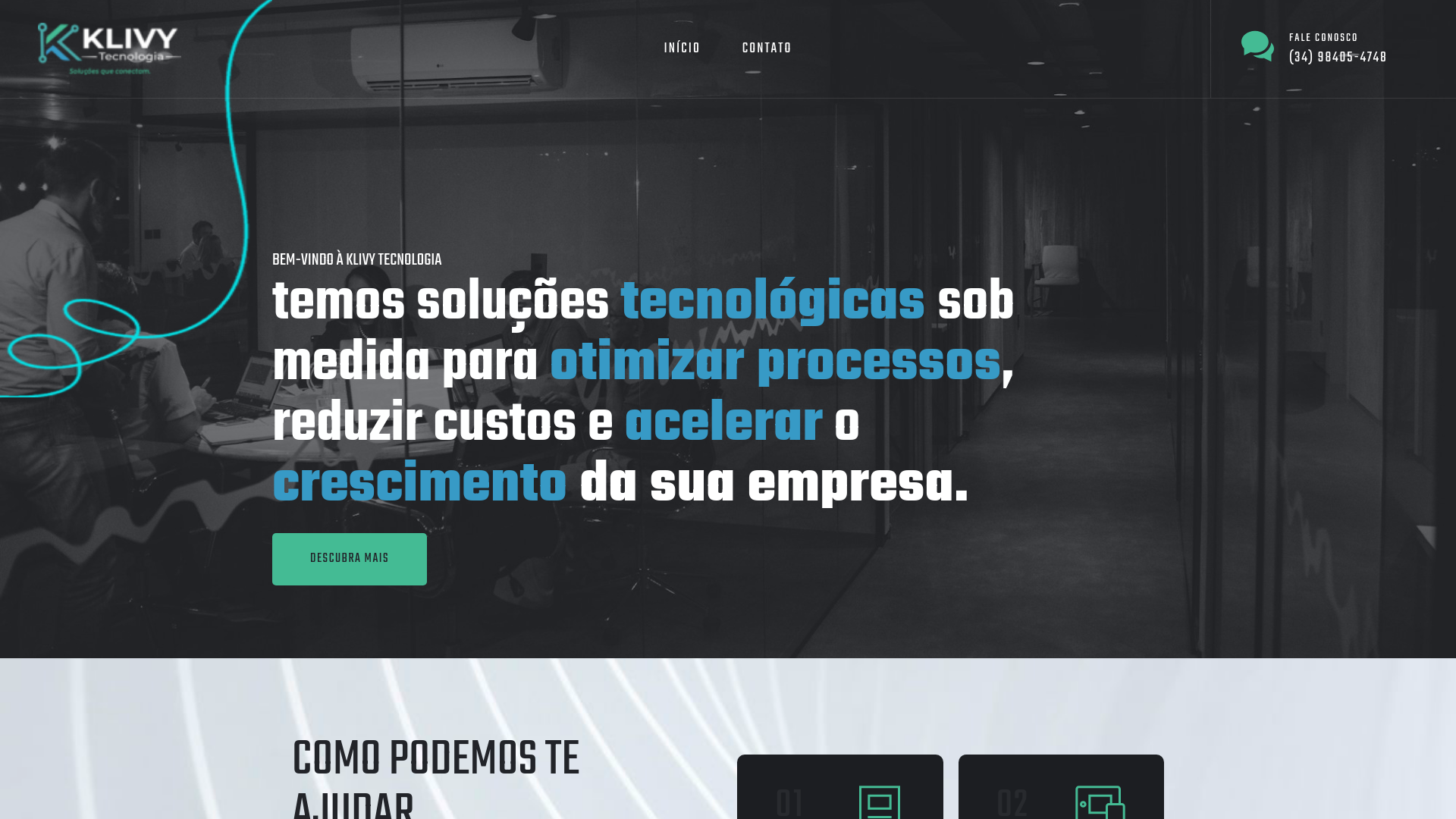 website screenshot of https://klivytecnologia.com.br