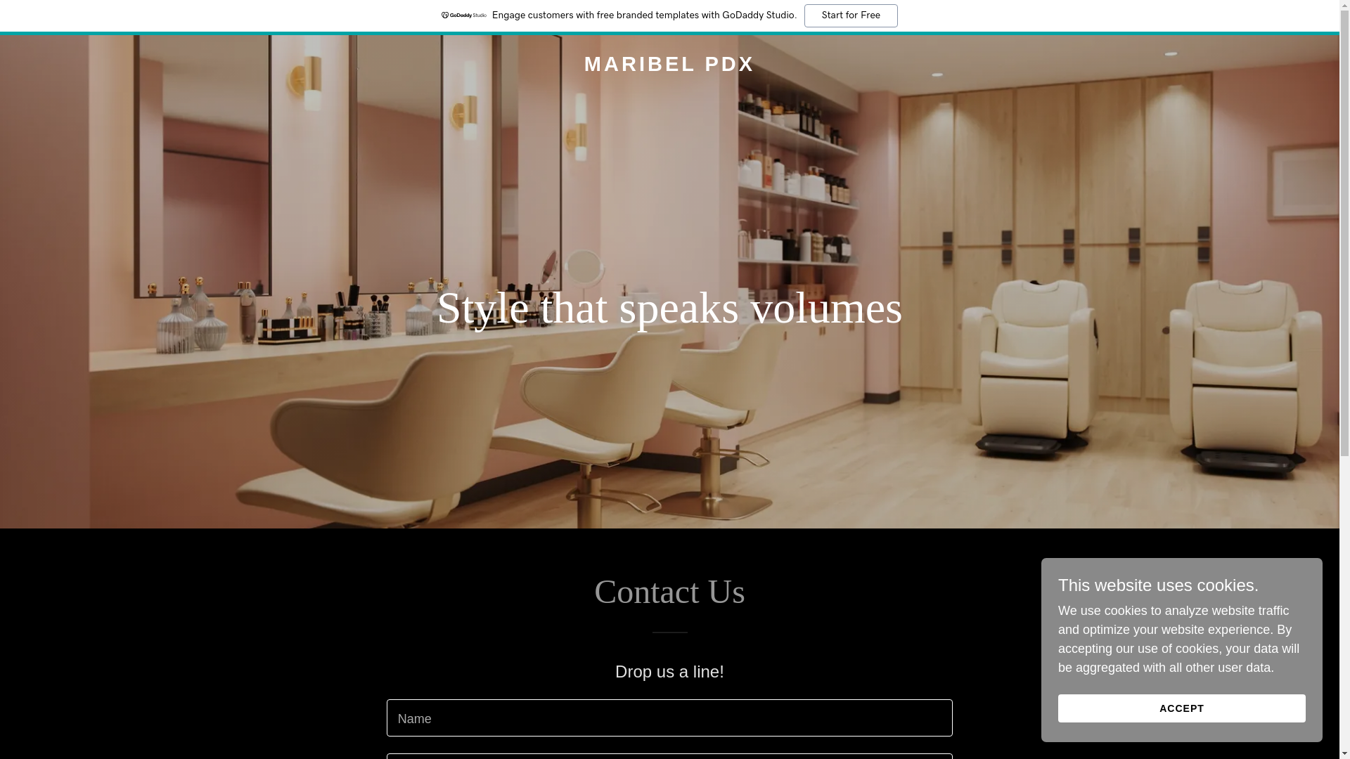 website screenshot of https://maribelpdx.com/