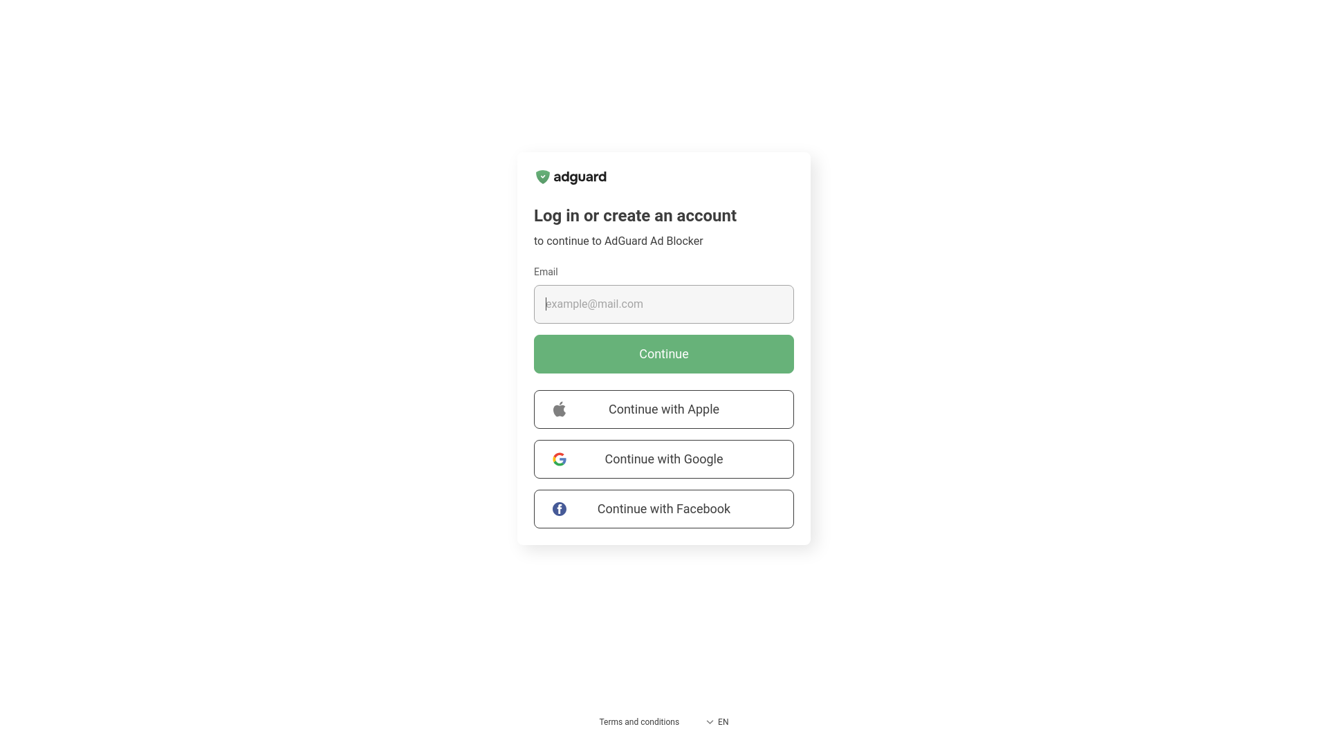 website screenshot of https://adguardaccount.com/