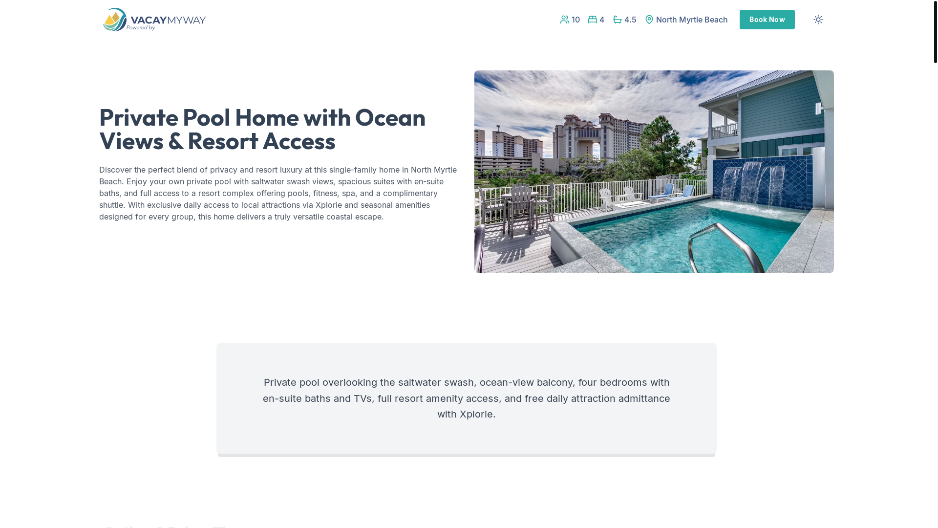 website screenshot of https://blisssaltcreek.vacations/