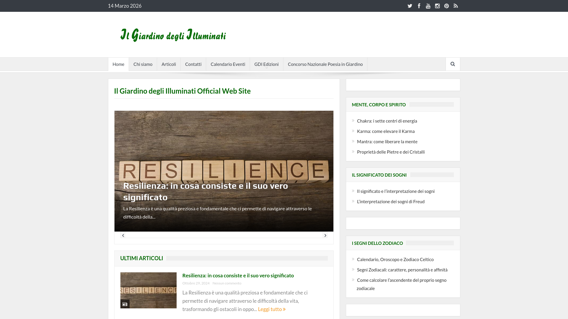 website screenshot of https://ilgiardinodegliilluminati.it