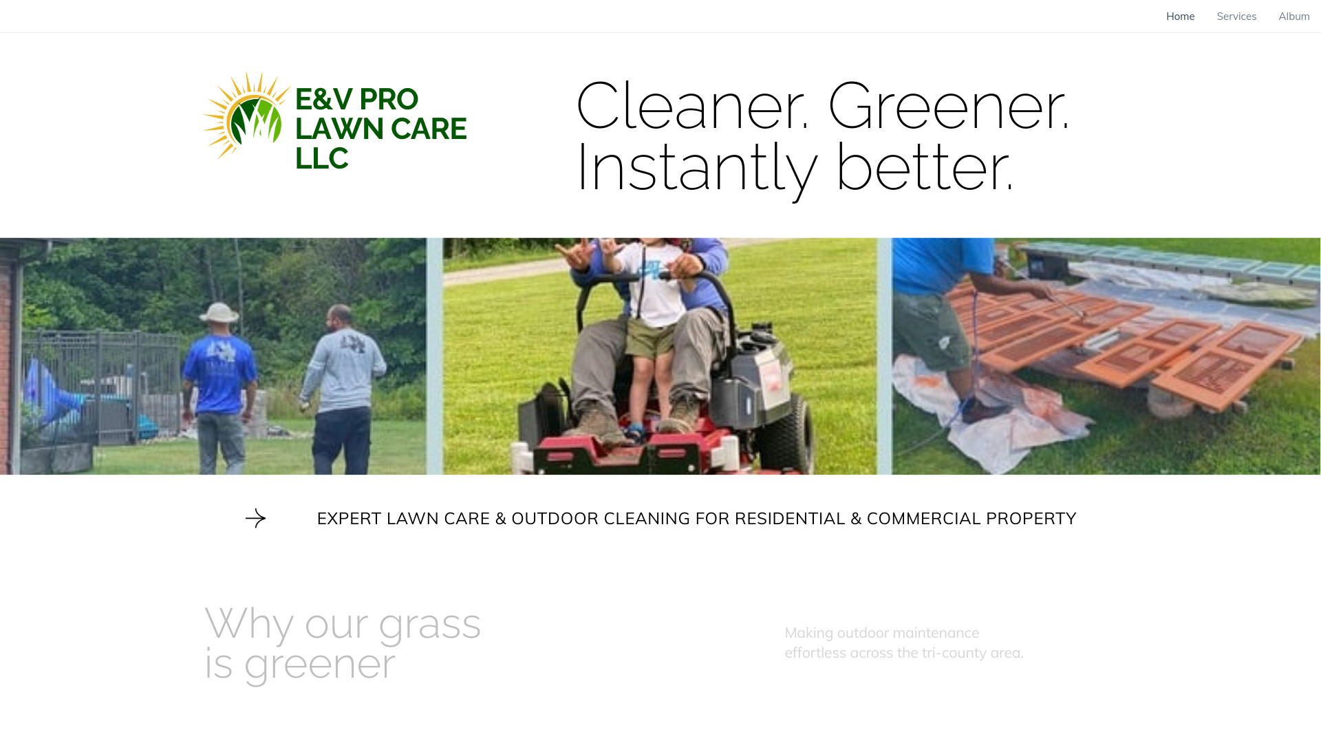 website screenshot of https://evprolawncare.com/