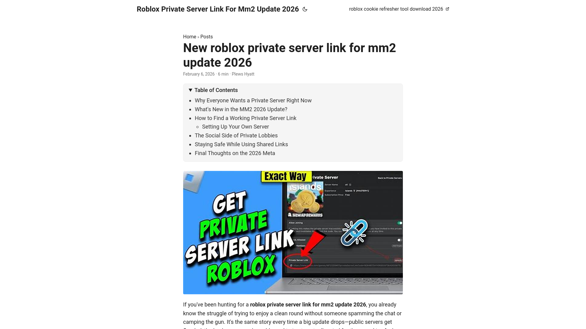 website screenshot of https://roblox-private-server-link-for-mm2-update-2026.pages.dev/