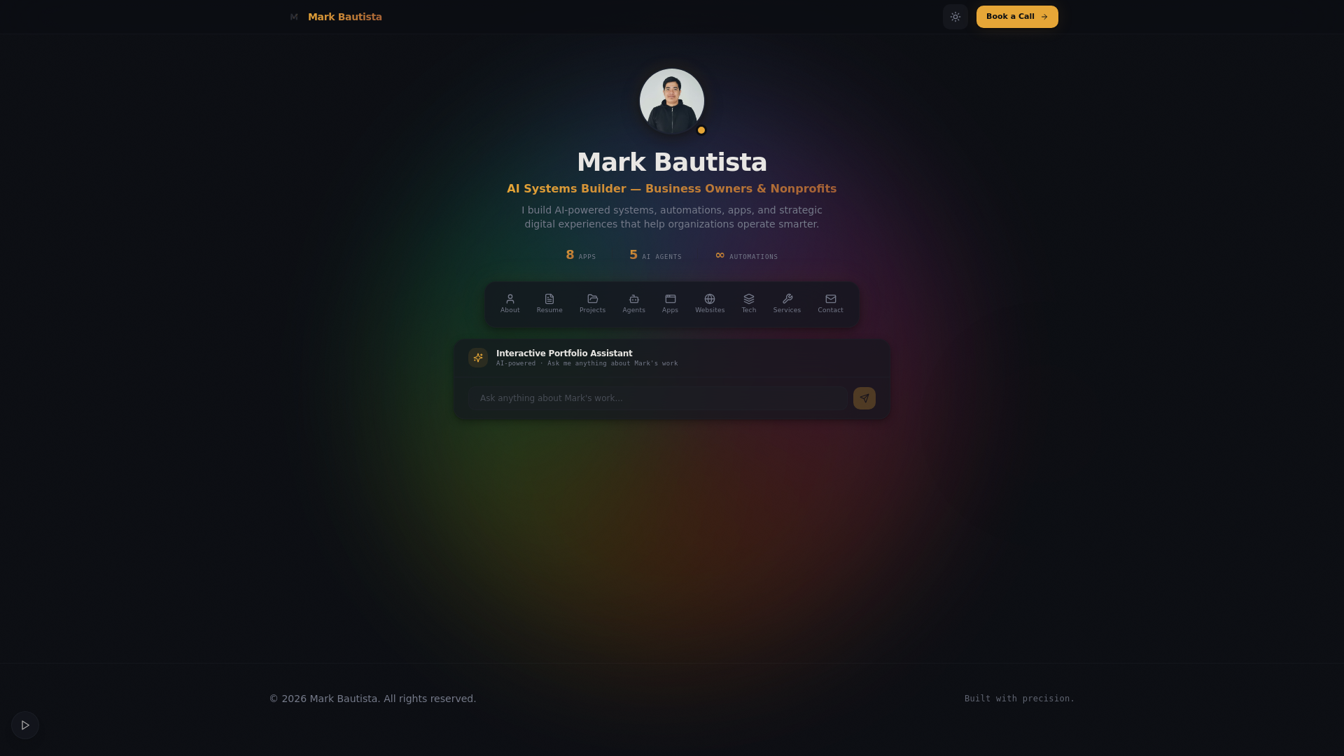 website screenshot of https://markbautistabuilds.com