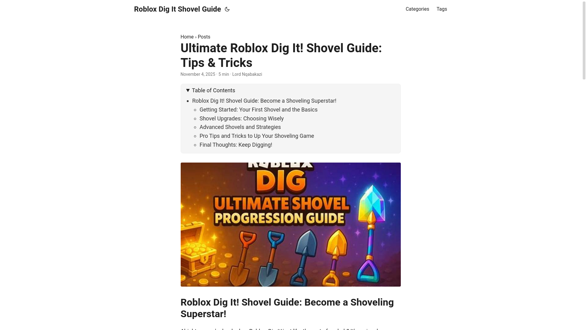 website screenshot of https://roblox-dig-it-shovel-guide.pages.dev/