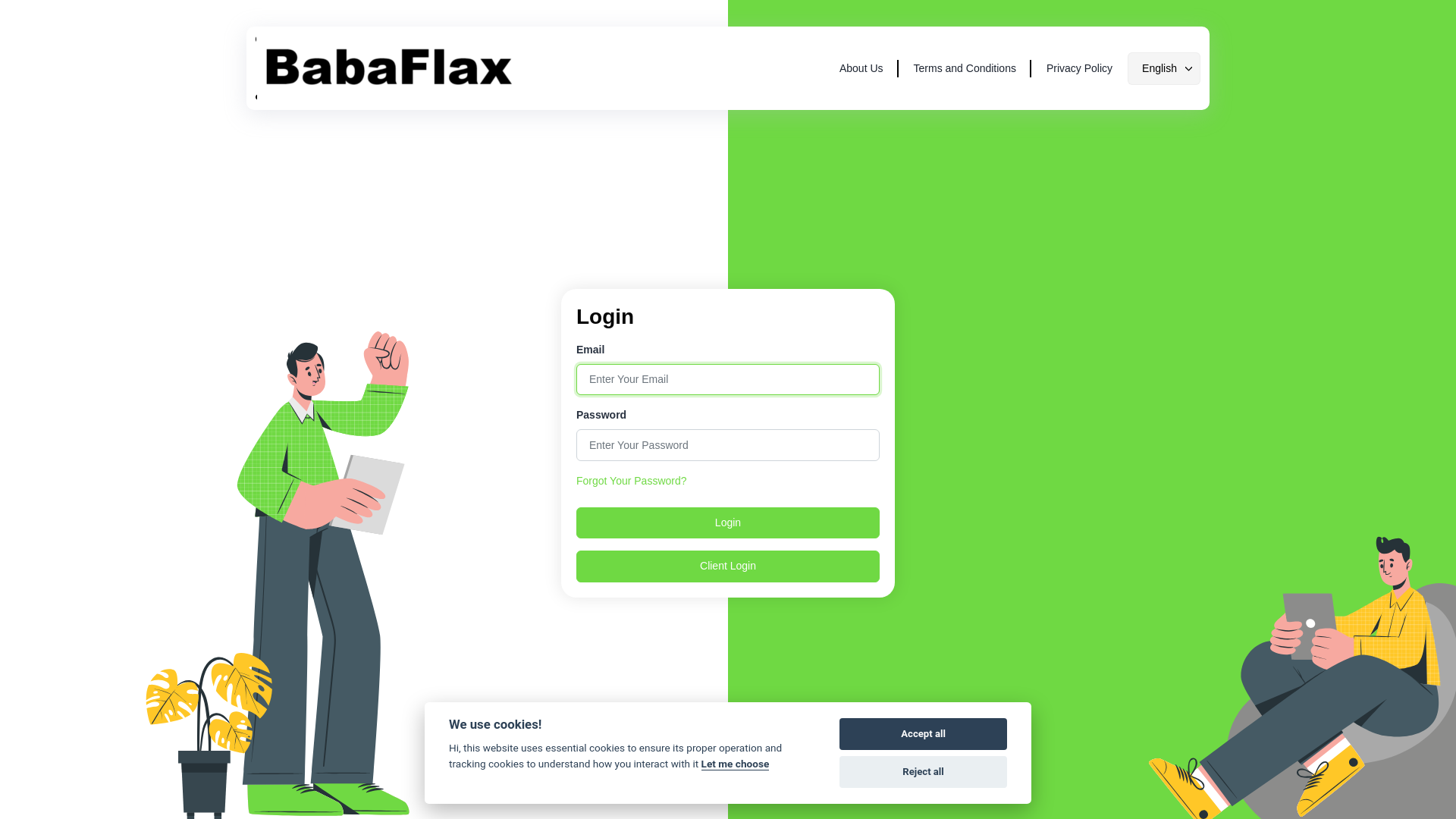 website screenshot of https://babaflax.in/