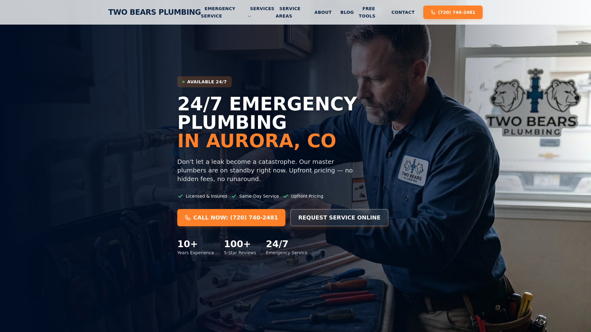 website screenshot of https://lp260407-2347-two-bears-plumbing-y31xyn.pages.dev/