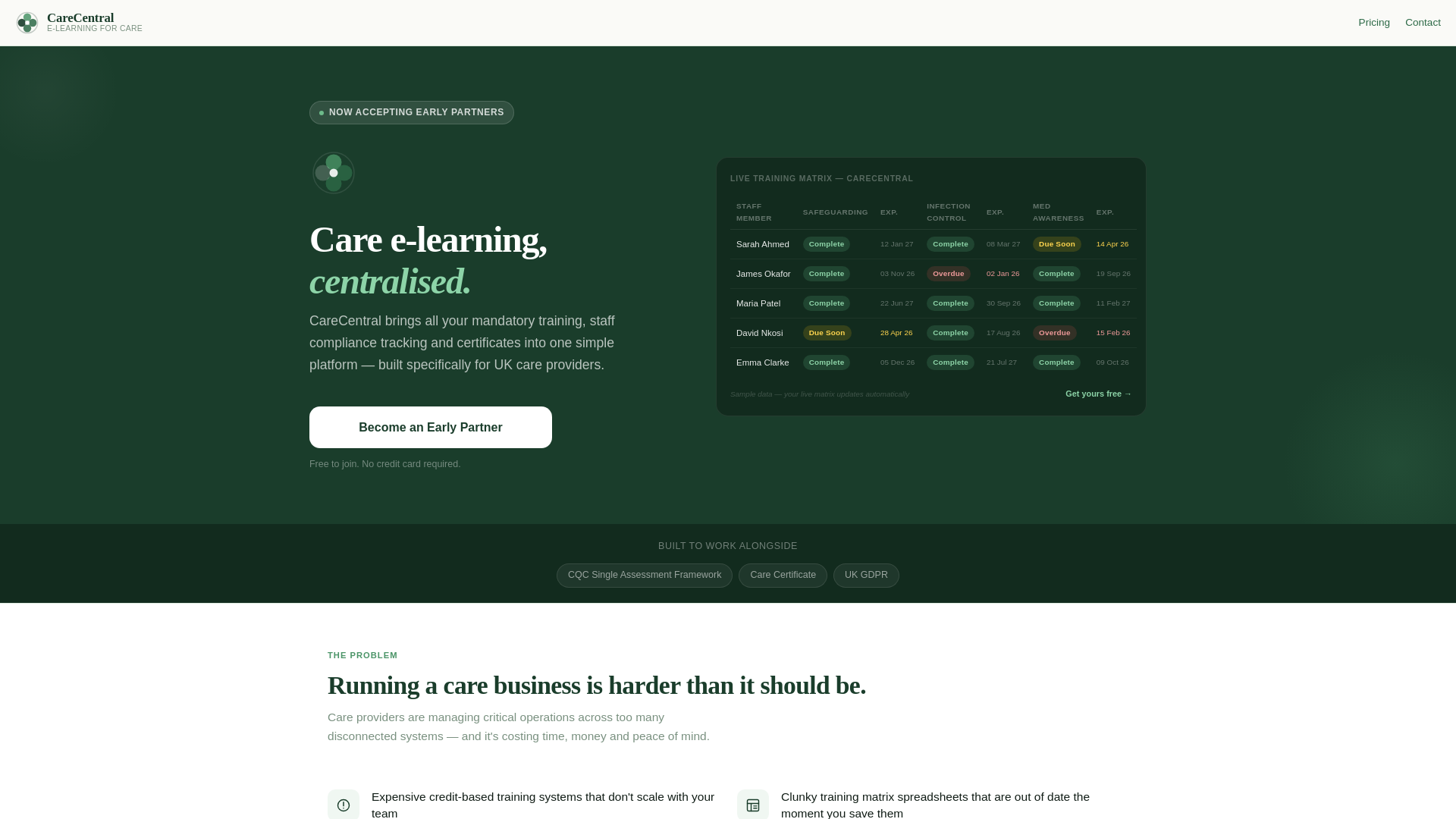 website screenshot of https://carecentral.pages.dev/