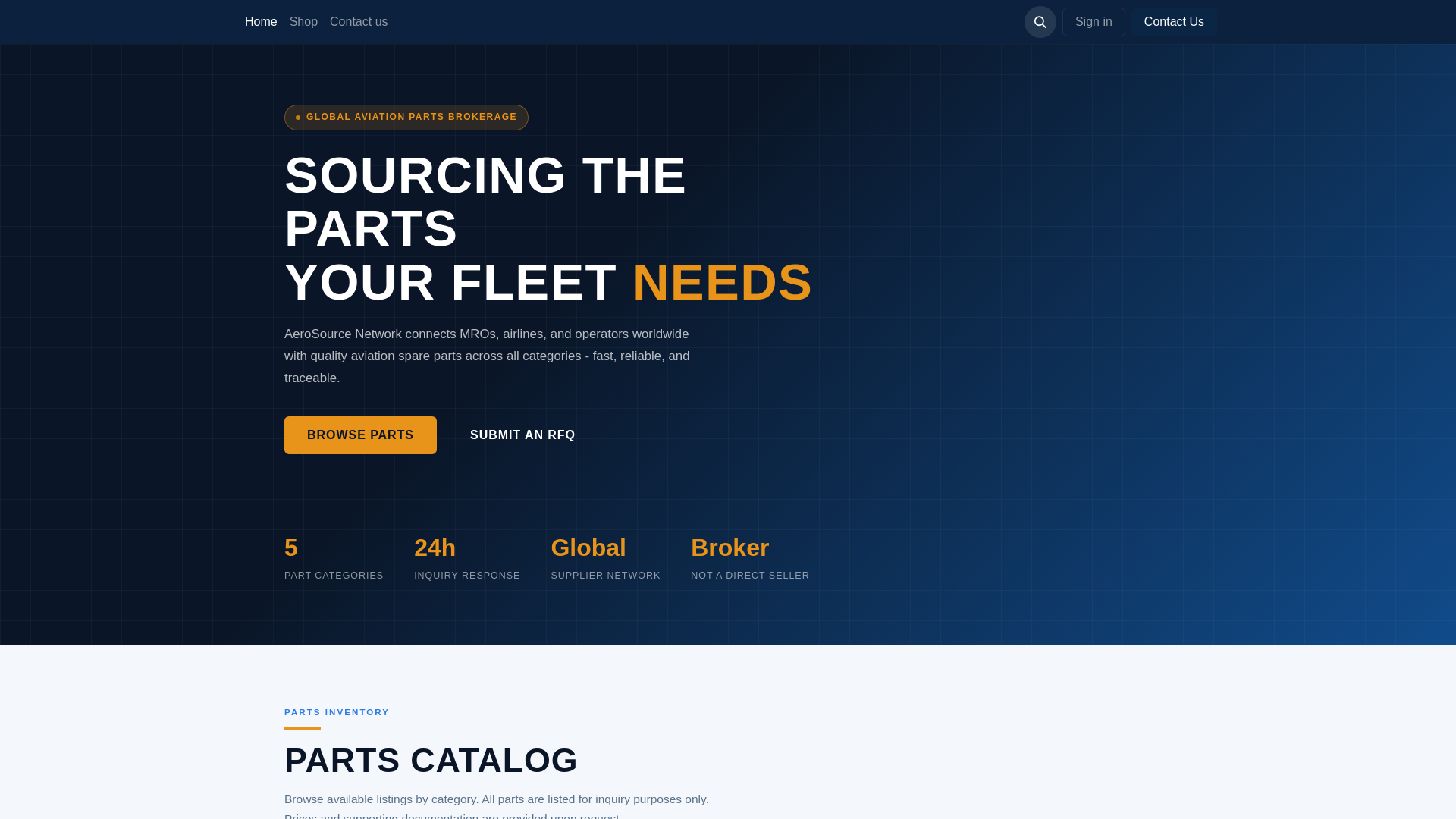 website screenshot of https://aerosourcenetwork.com