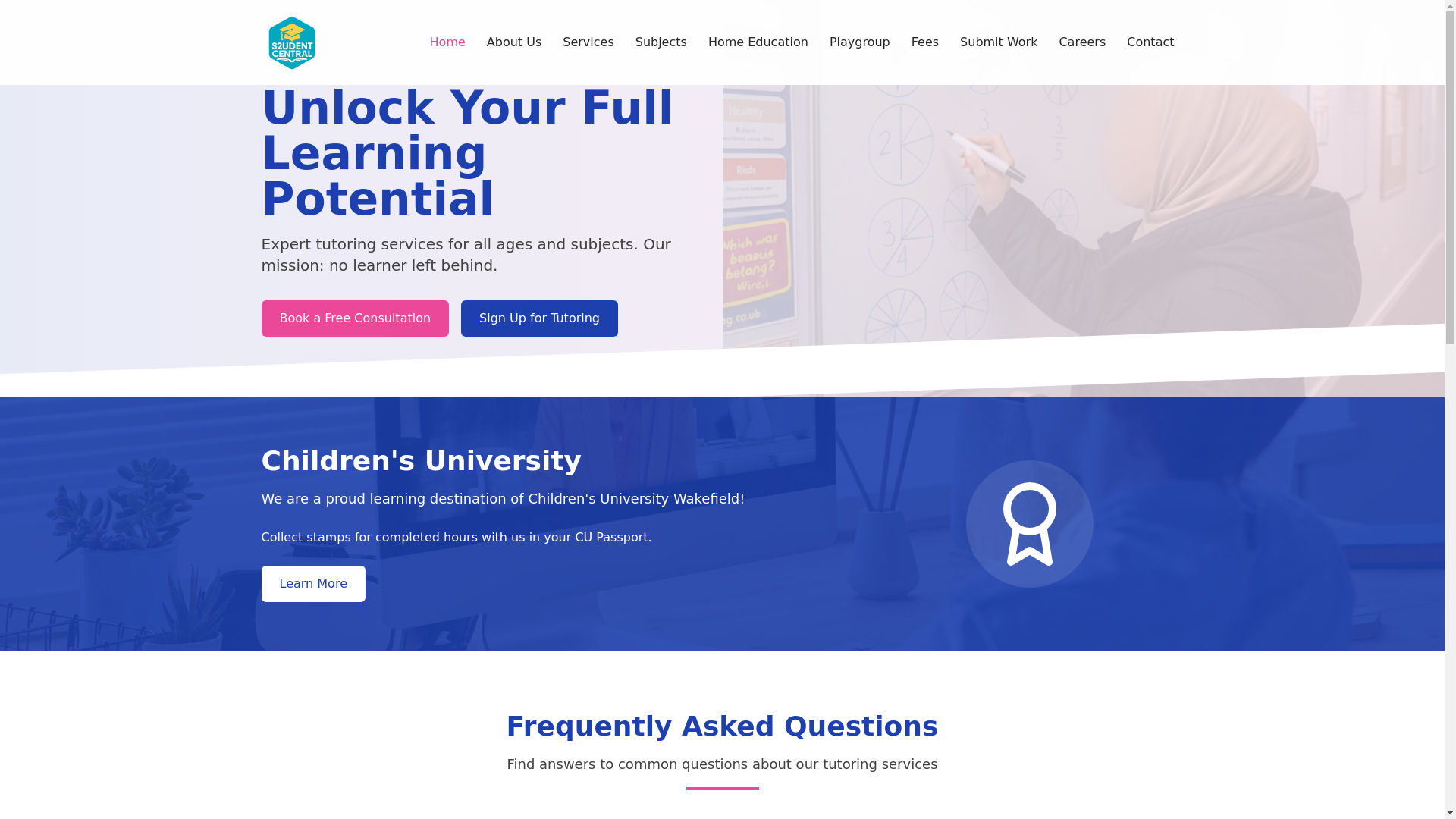 website screenshot of https://s2udentcentral.co.uk/