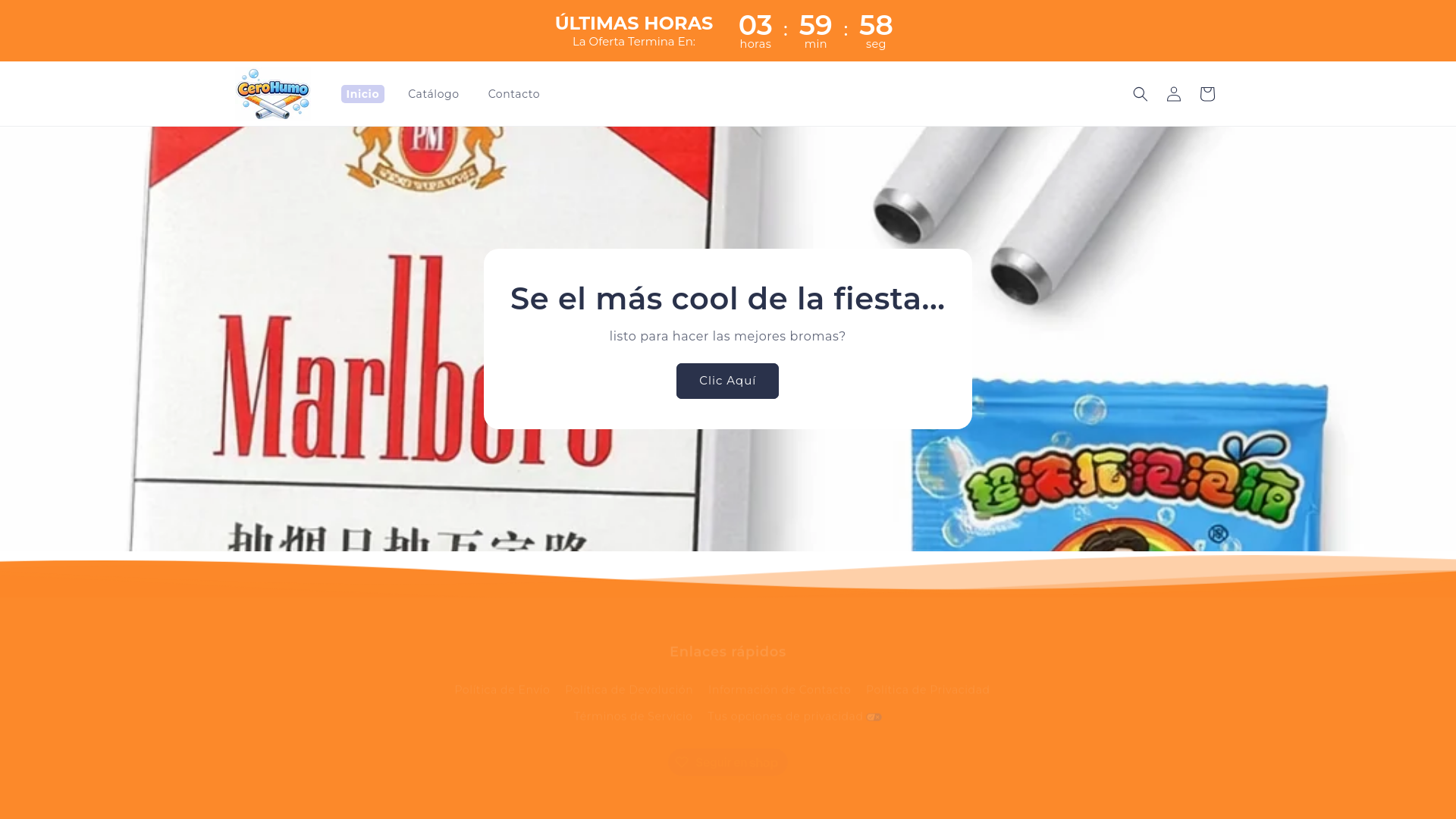 website screenshot of https://cerohumo.shop/