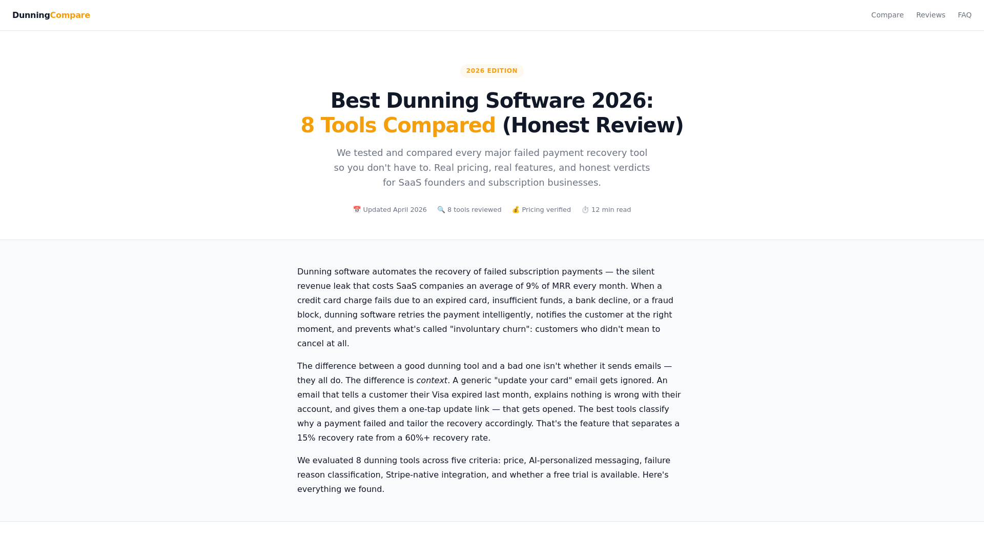 website screenshot of https://dunningcompare-site.pages.dev/