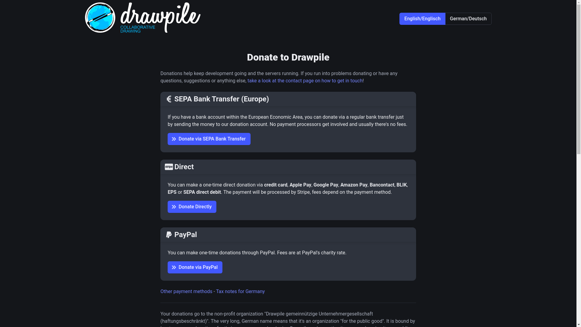 website screenshot of https://donate-drawpile-org.pages.dev/