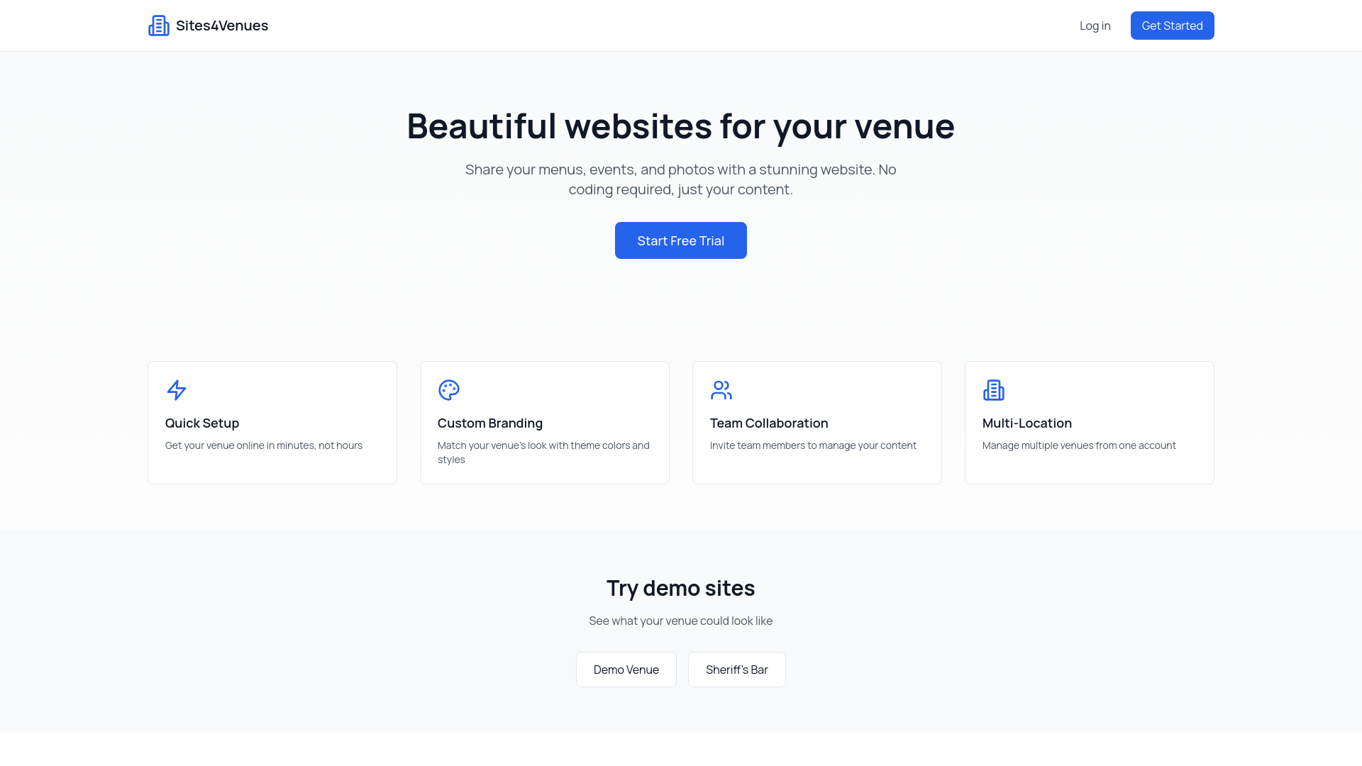 website screenshot of https://4venues.io