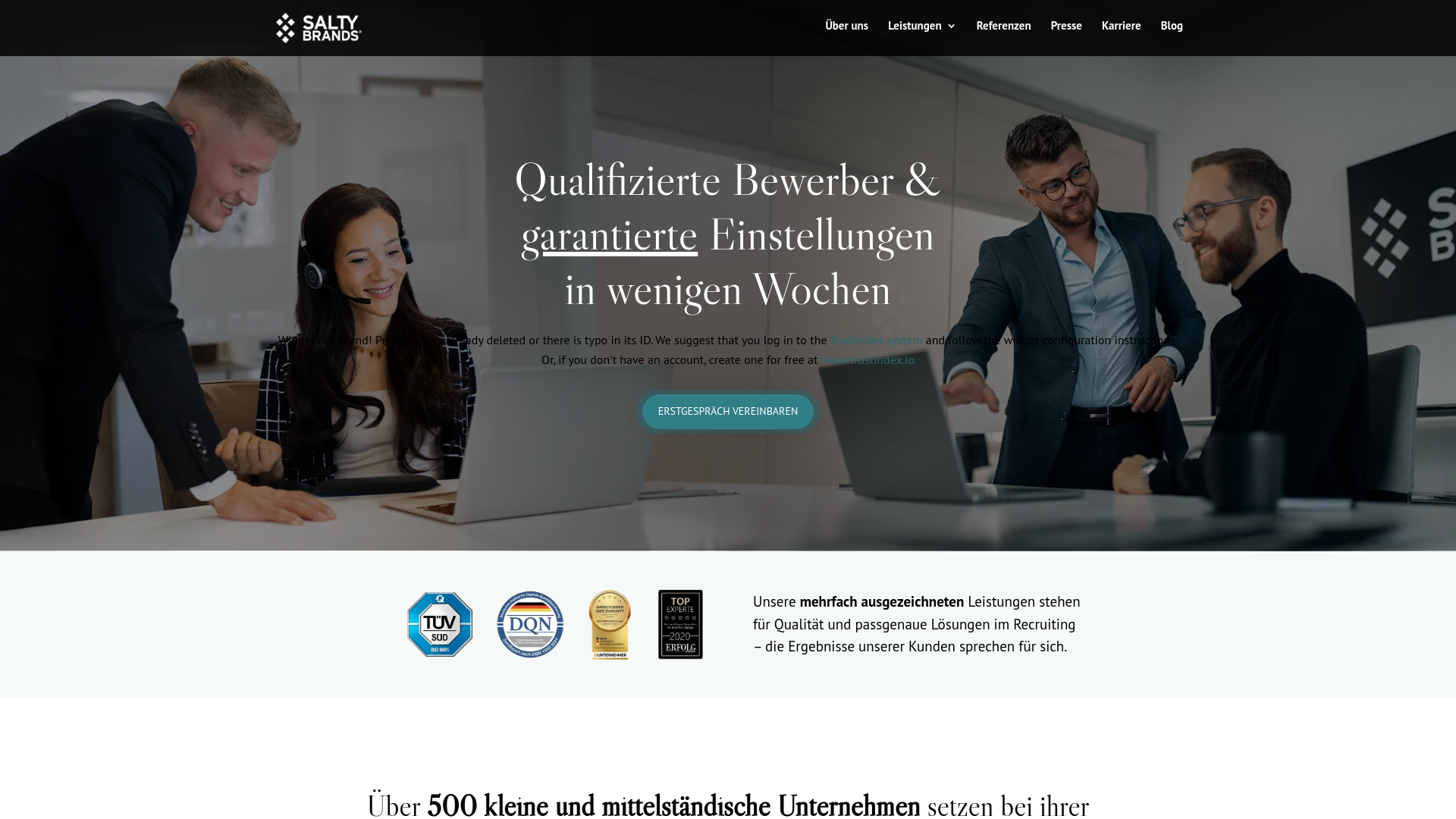 website screenshot of https://salty-staff.de