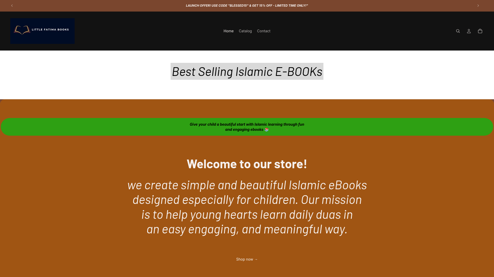 website screenshot of https://littlefatimabooks.com/