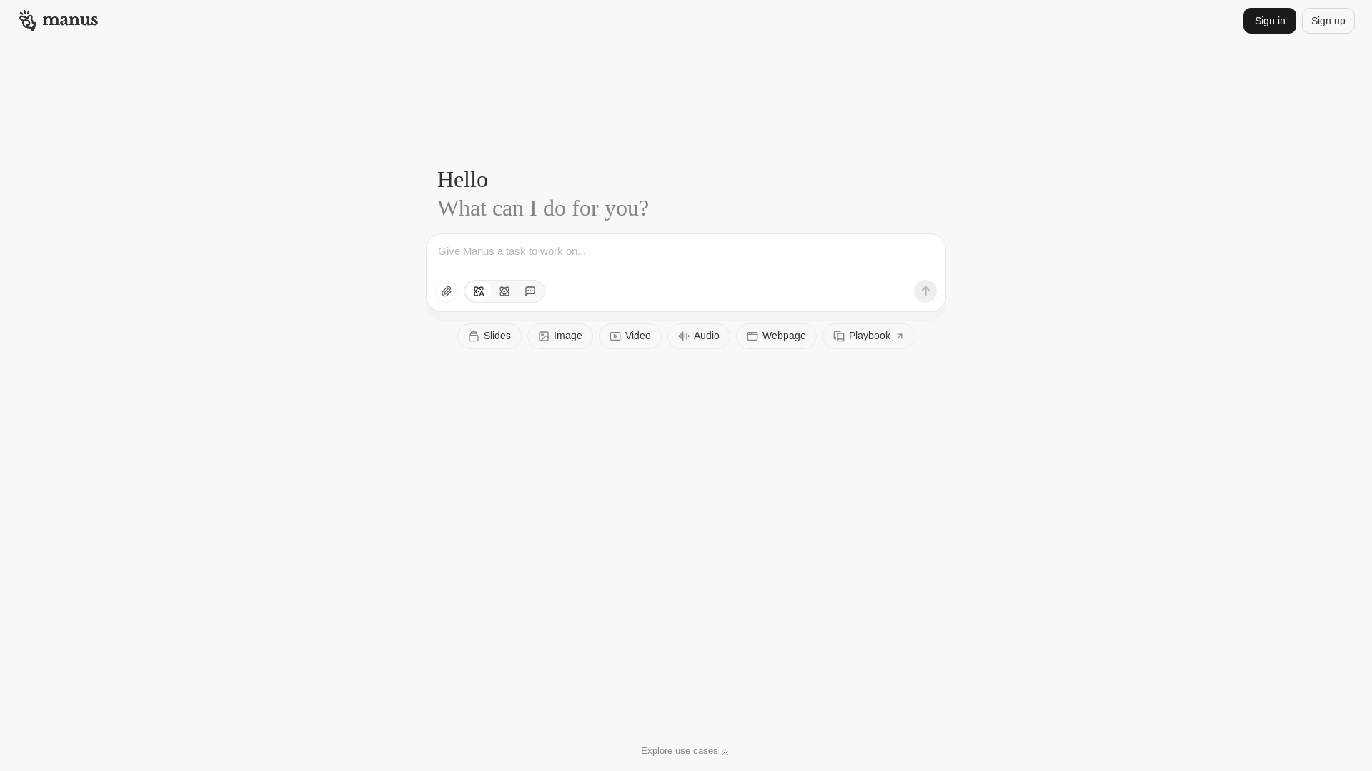 website screenshot of https://manus.im/