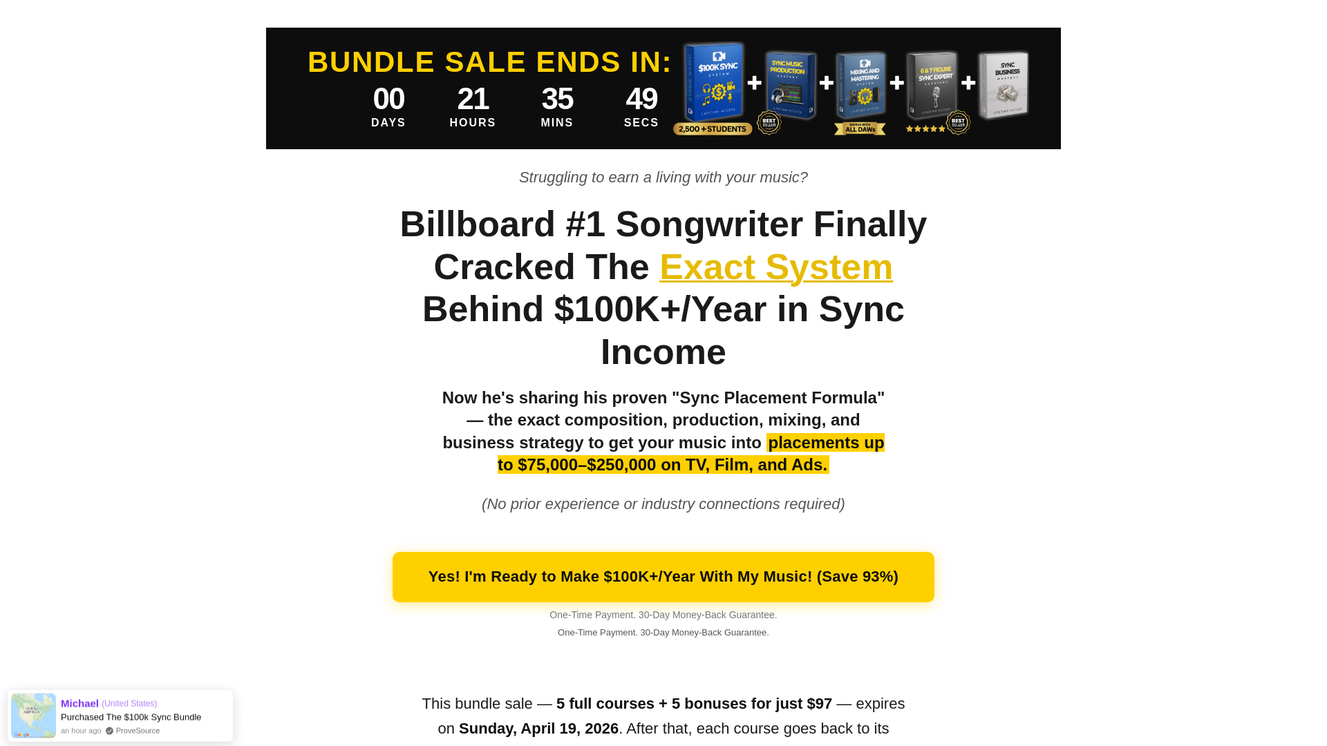 website screenshot of https://100ksyncbundle.com/