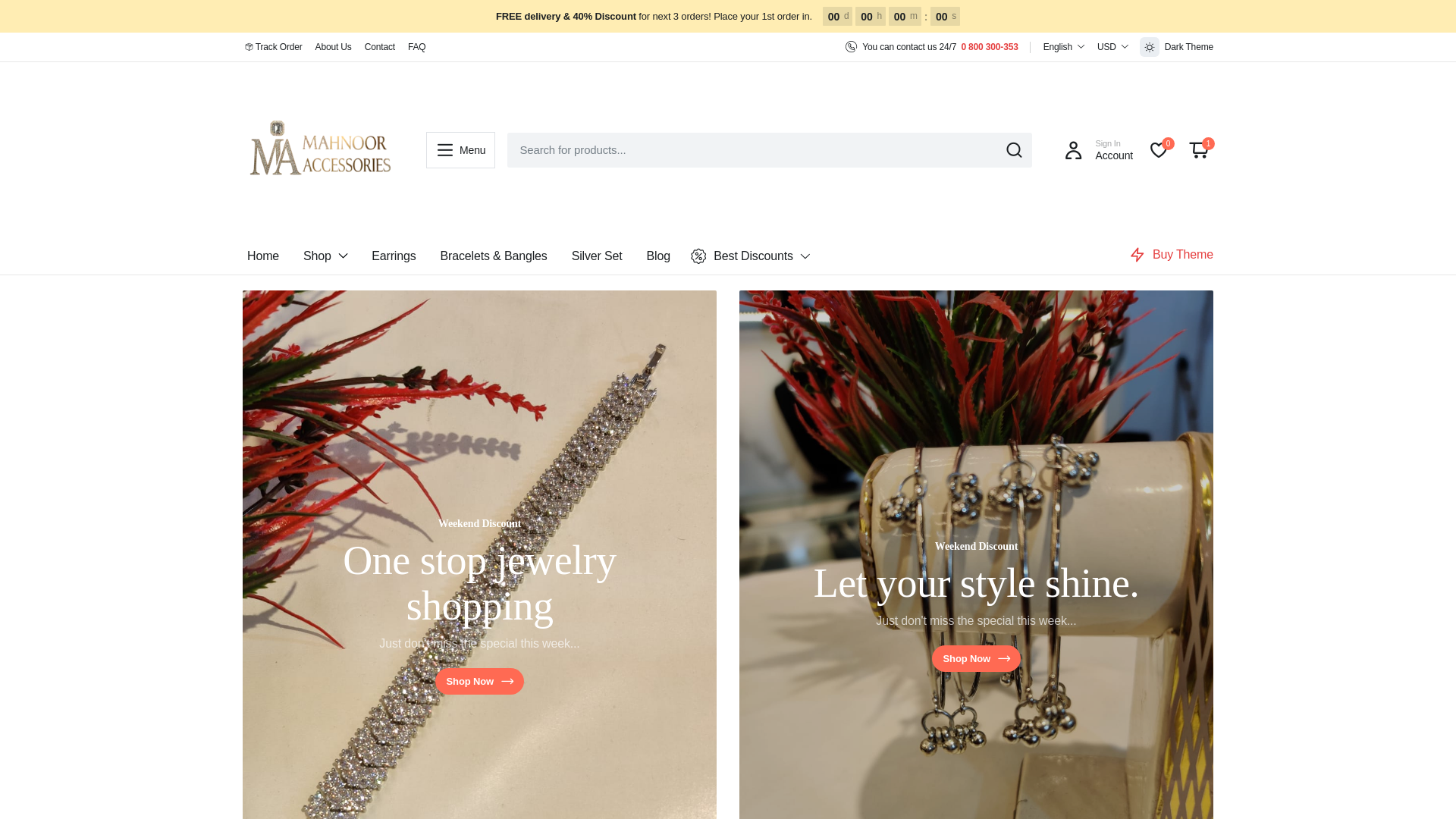 website screenshot of https://mahnooraccessories.com/