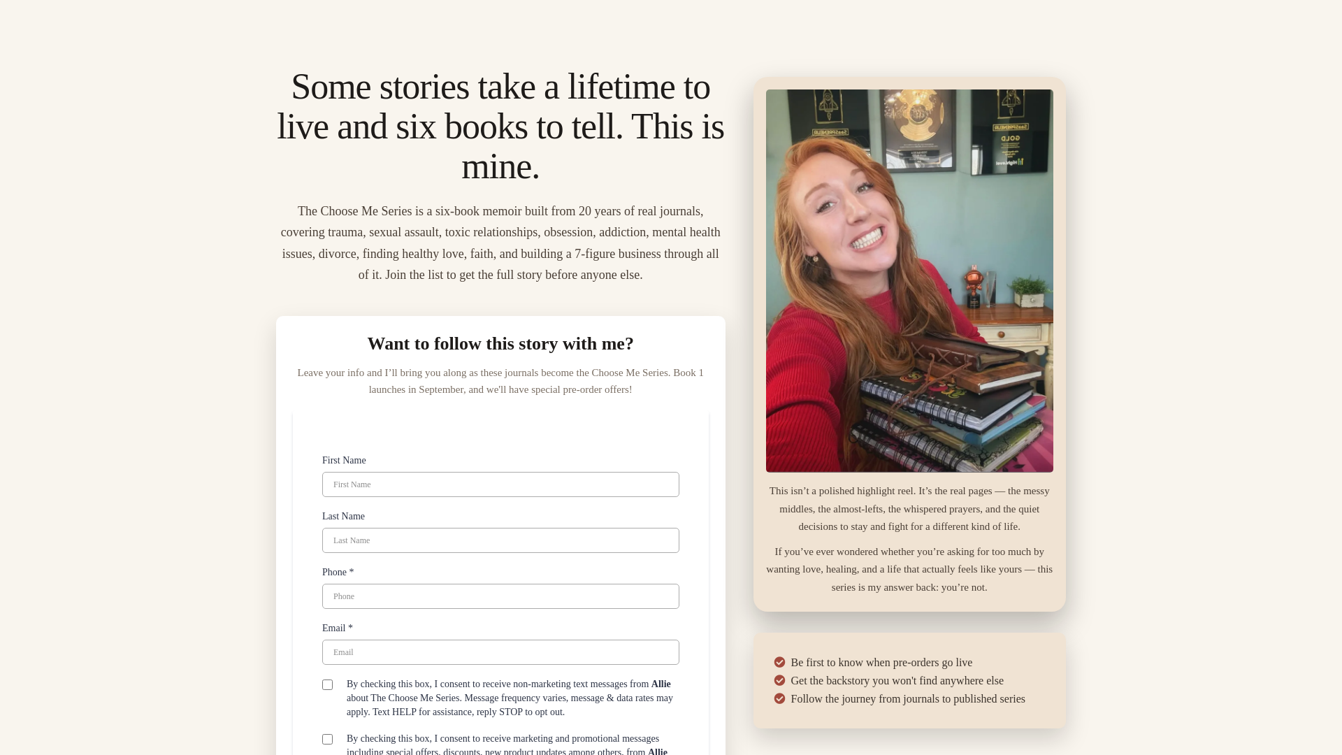 website screenshot of https://choosemeseries.com