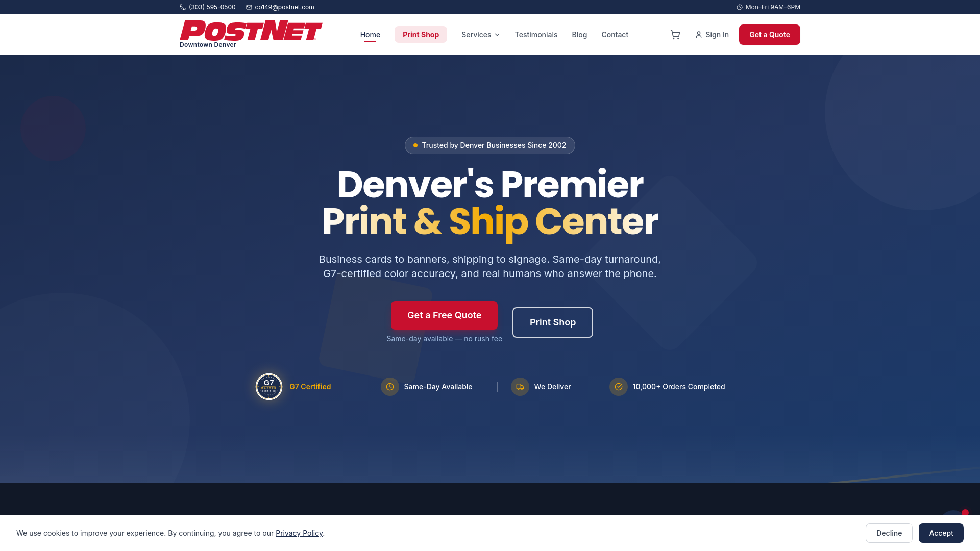 website screenshot of https://postnetdenver.com