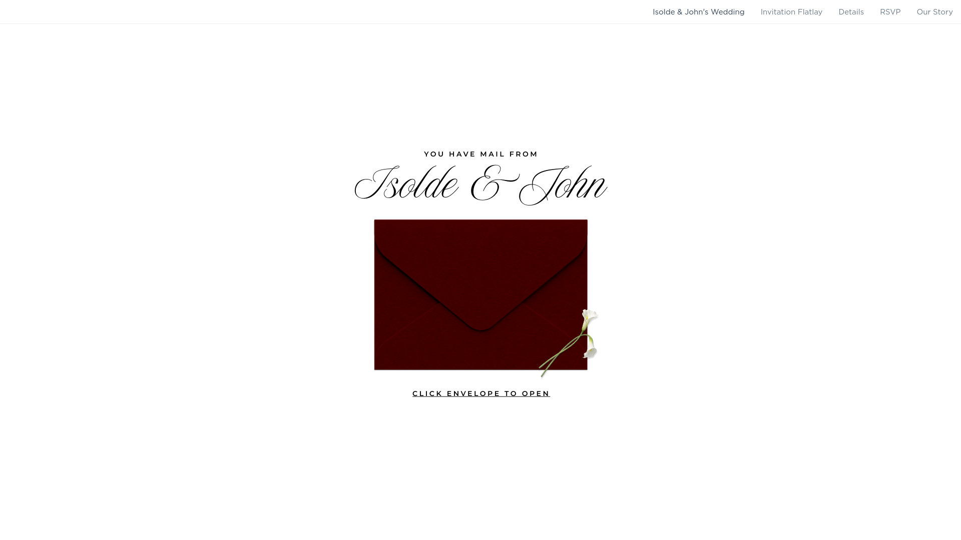 website screenshot of https://isoldeandjohn.com/