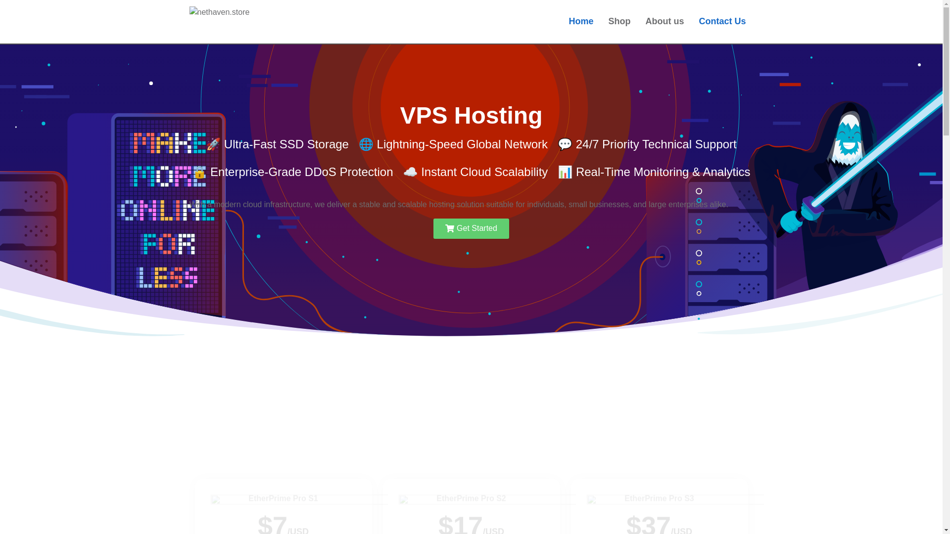 website screenshot of https://nethaven.store/