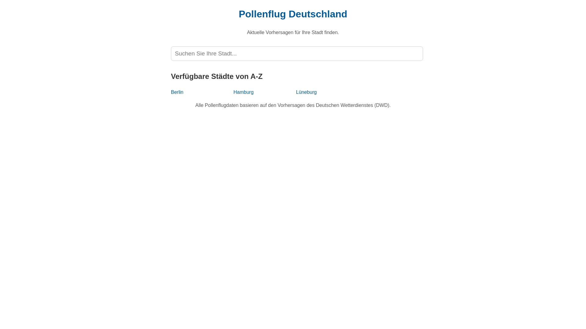 website screenshot of https://pollenflug-heute.de/