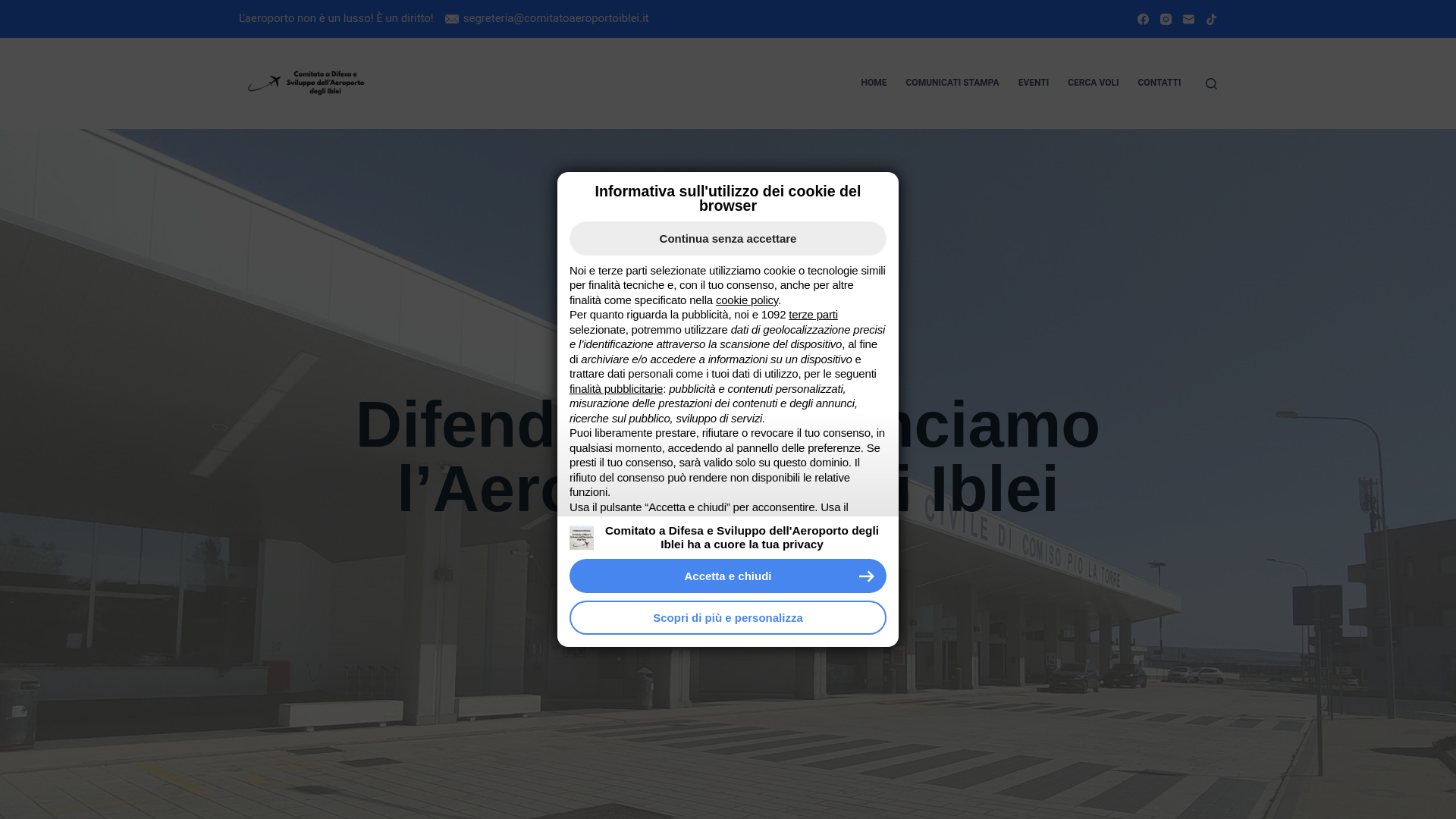 website screenshot of https://comitatoaeroportoiblei.it/