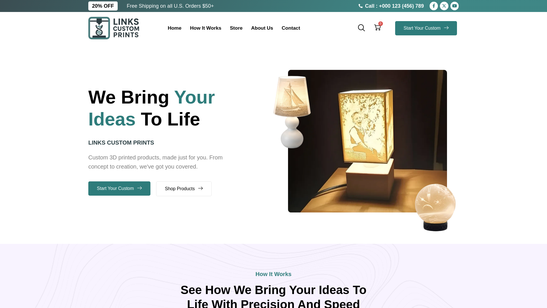 website screenshot of https://linkscustom.com