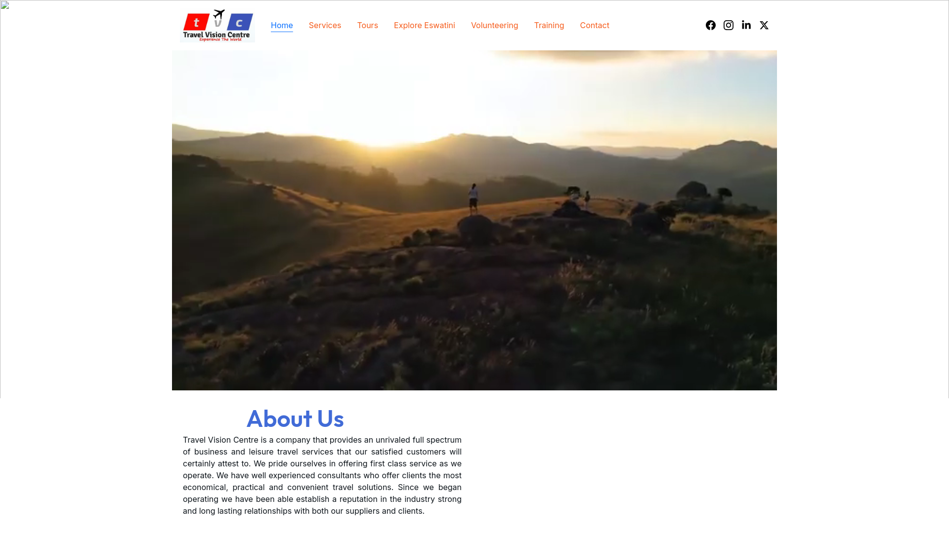 website screenshot of https://thetravelvisionsz.com/